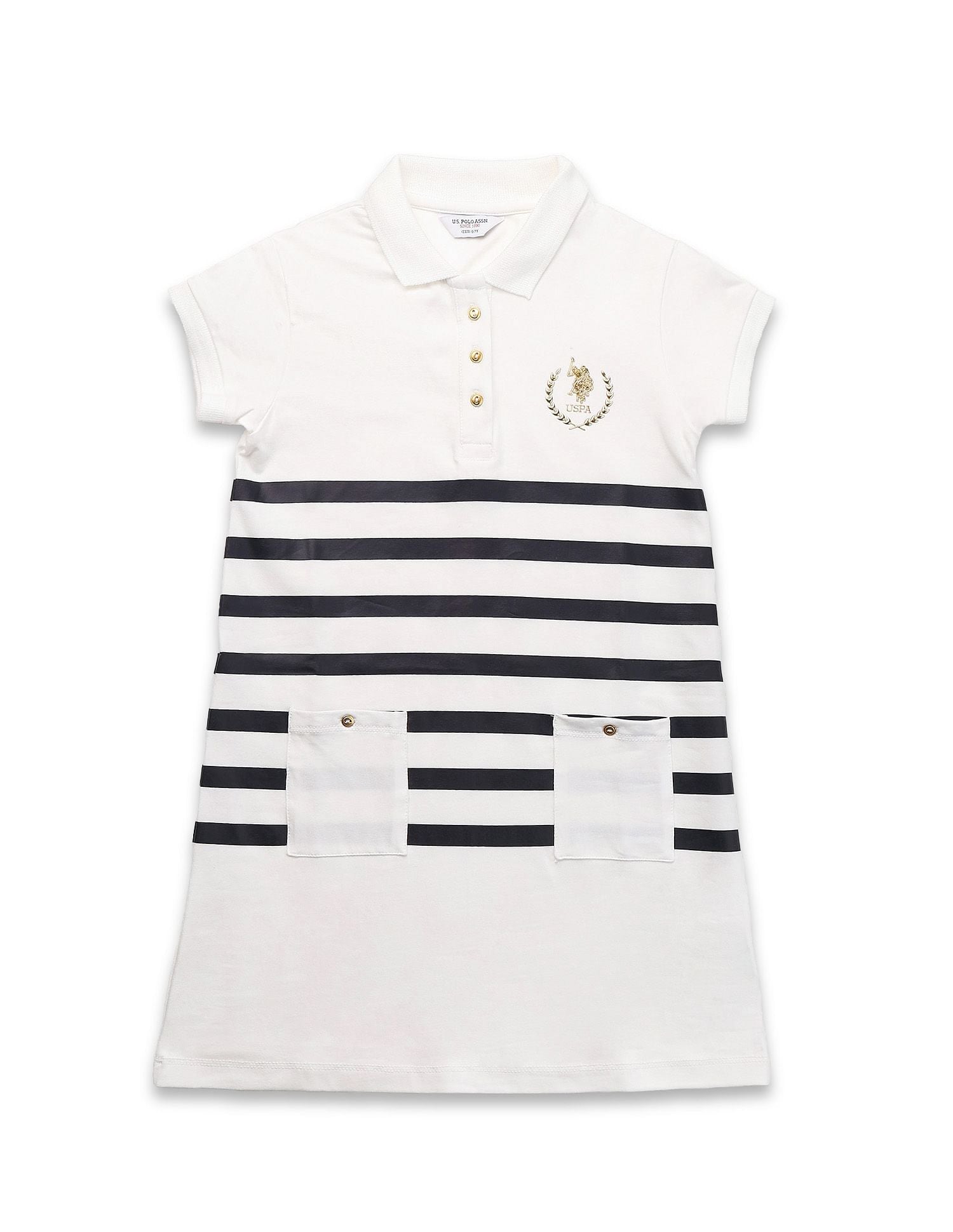 Girls Horizontal Striped Skater Dress White - U.S. POLO ASSN. | Large