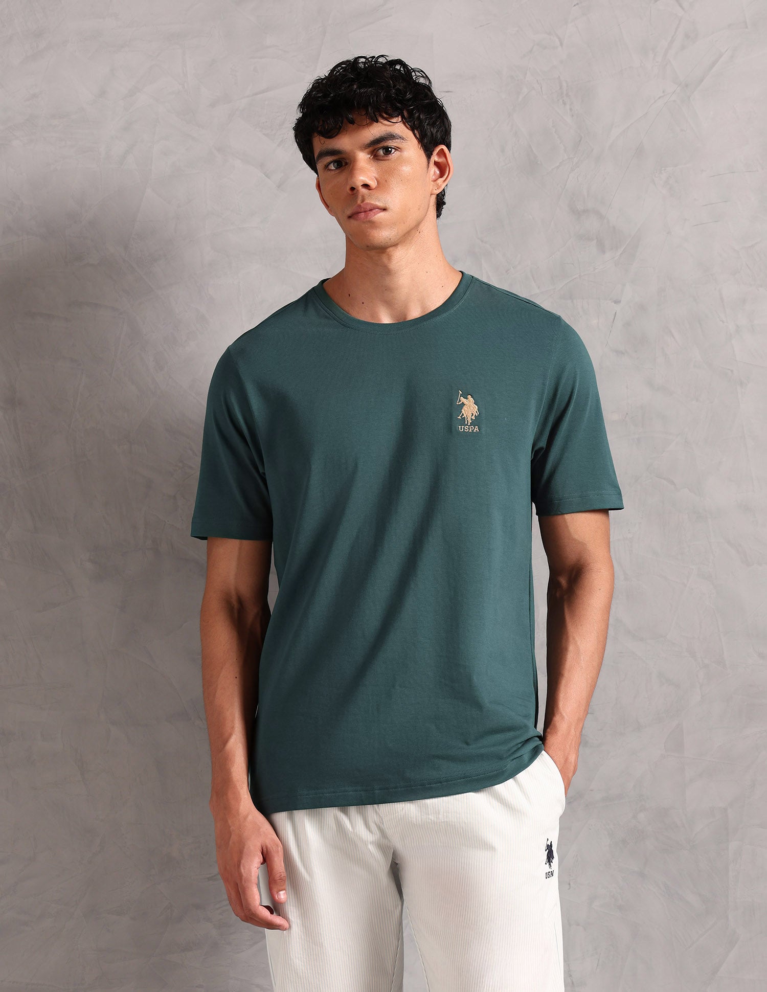 Comfort Fit Pure Cotton OEE12 Lounge T-Shirt - Pack Of 1 Sea Moss - U.S. POLO ASSN. | Large