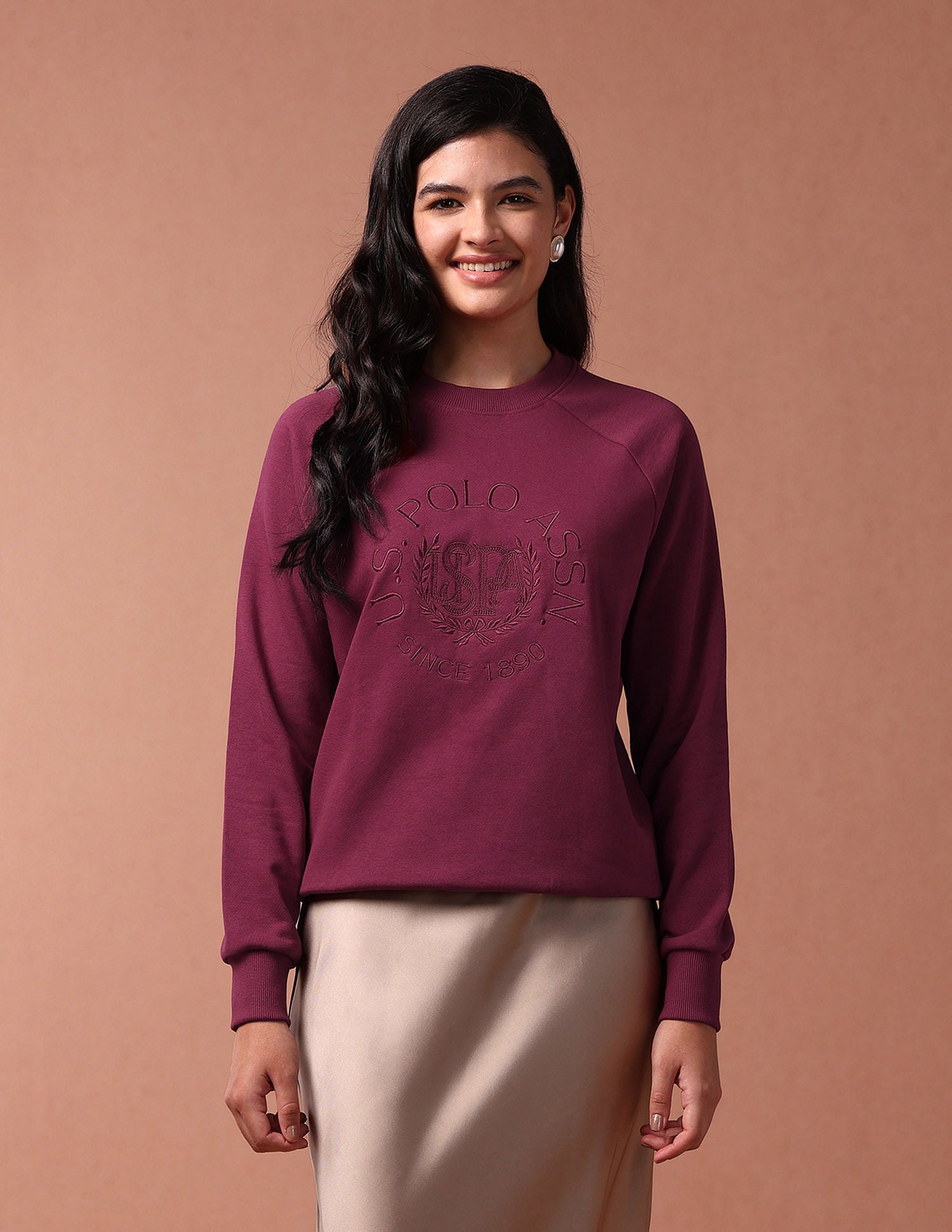 Foil Print Raglan Sleeve Sweatshirt Wine - U.S. POLO ASSN. | Large