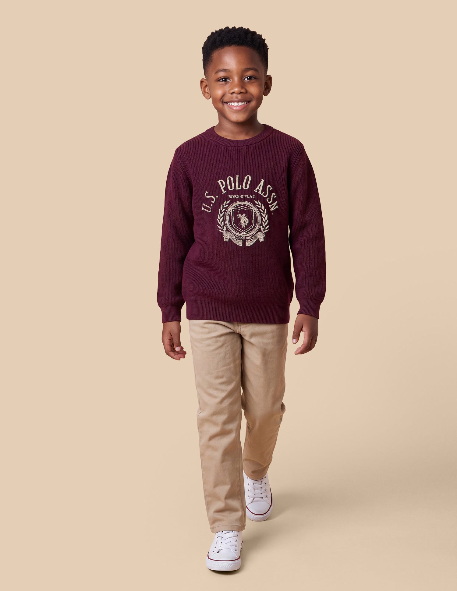 Brand Embroidered Regular Fit Sweater Wine - U.S. Polo Assn. India | Large