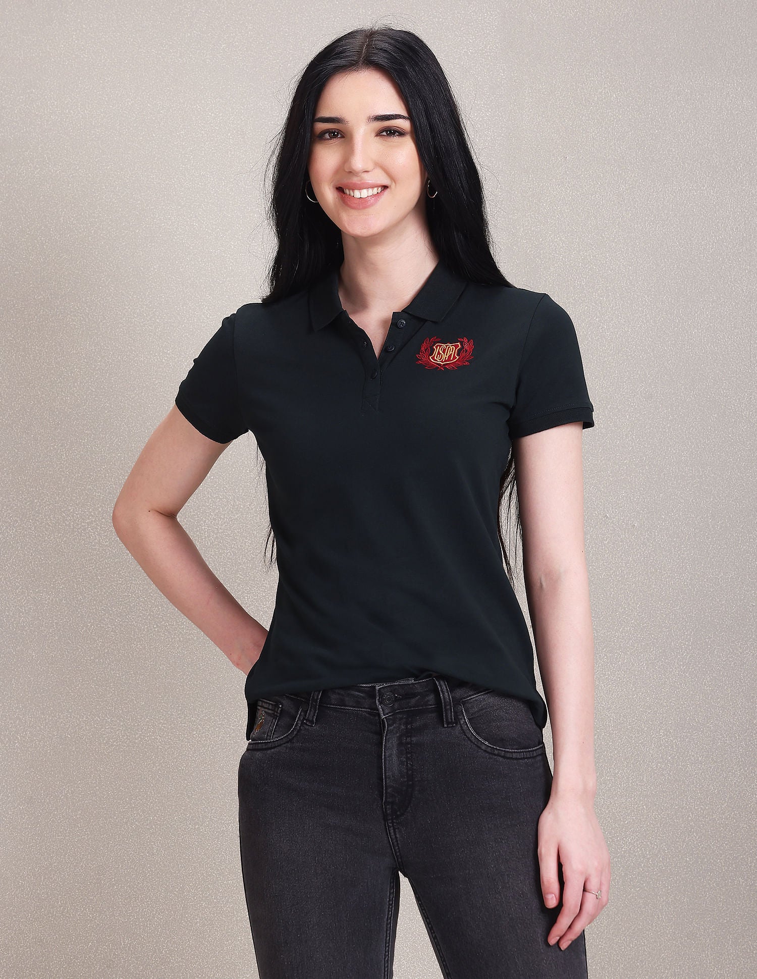 Brand Embroidered Pique Polo Shirt Dark Green - U.S. POLO ASSN. | Large