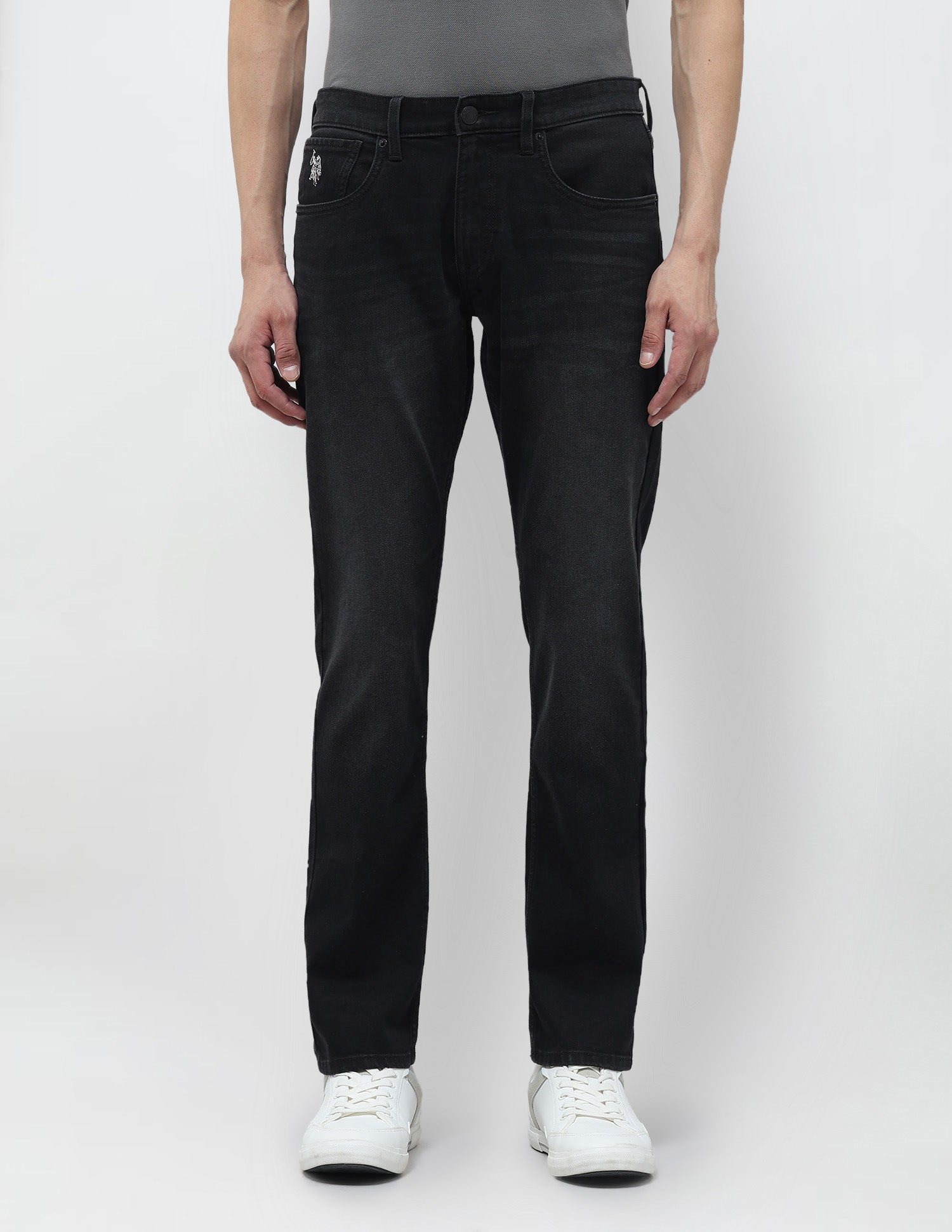 Brandon Slim Tapered Fit Whiskered Jeans Black - U.S. POLO ASSN. | Large