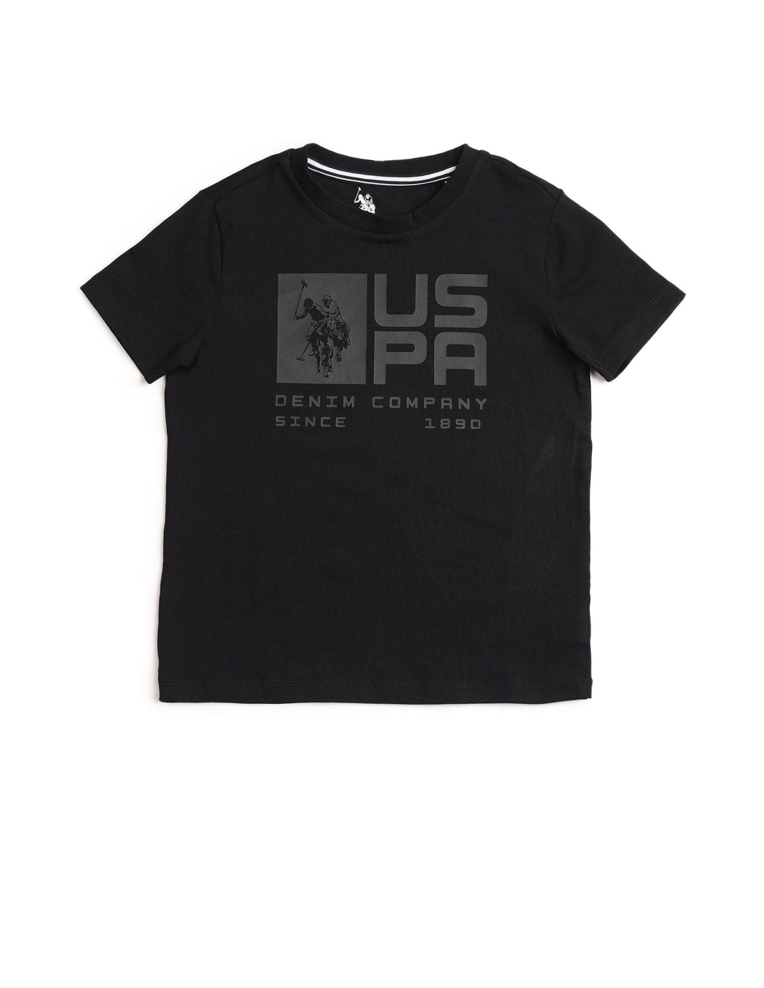 Boys Brand Printed Regular Fit T-Shirt Black - U.S. POLO ASSN. | Large