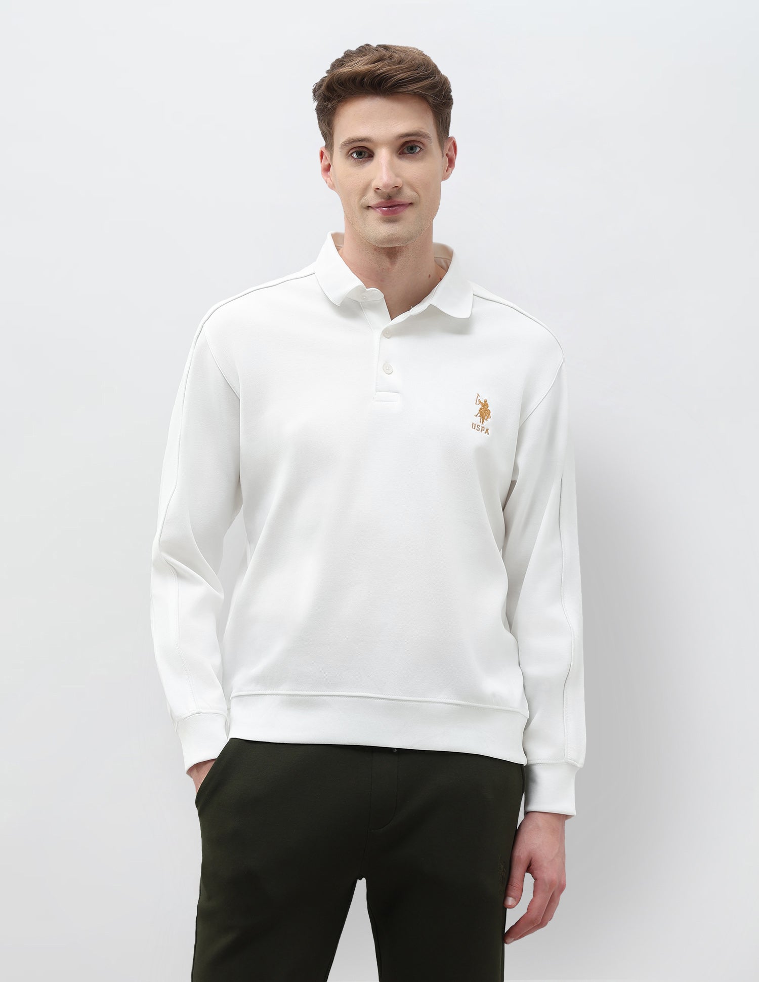 Solid Regular Fit Sweatshirt Off White - U.S. POLO ASSN. | Large