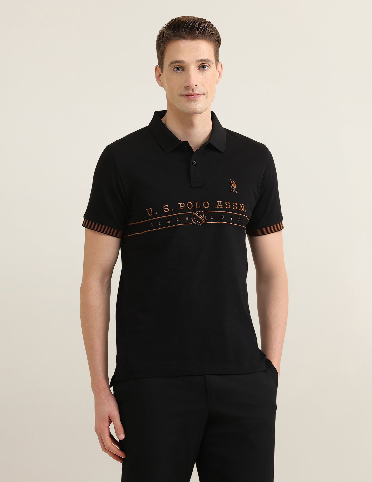 Brand Embroidered Sotogrande Polo Shirt Black - U.S. Polo Assn. India | Large