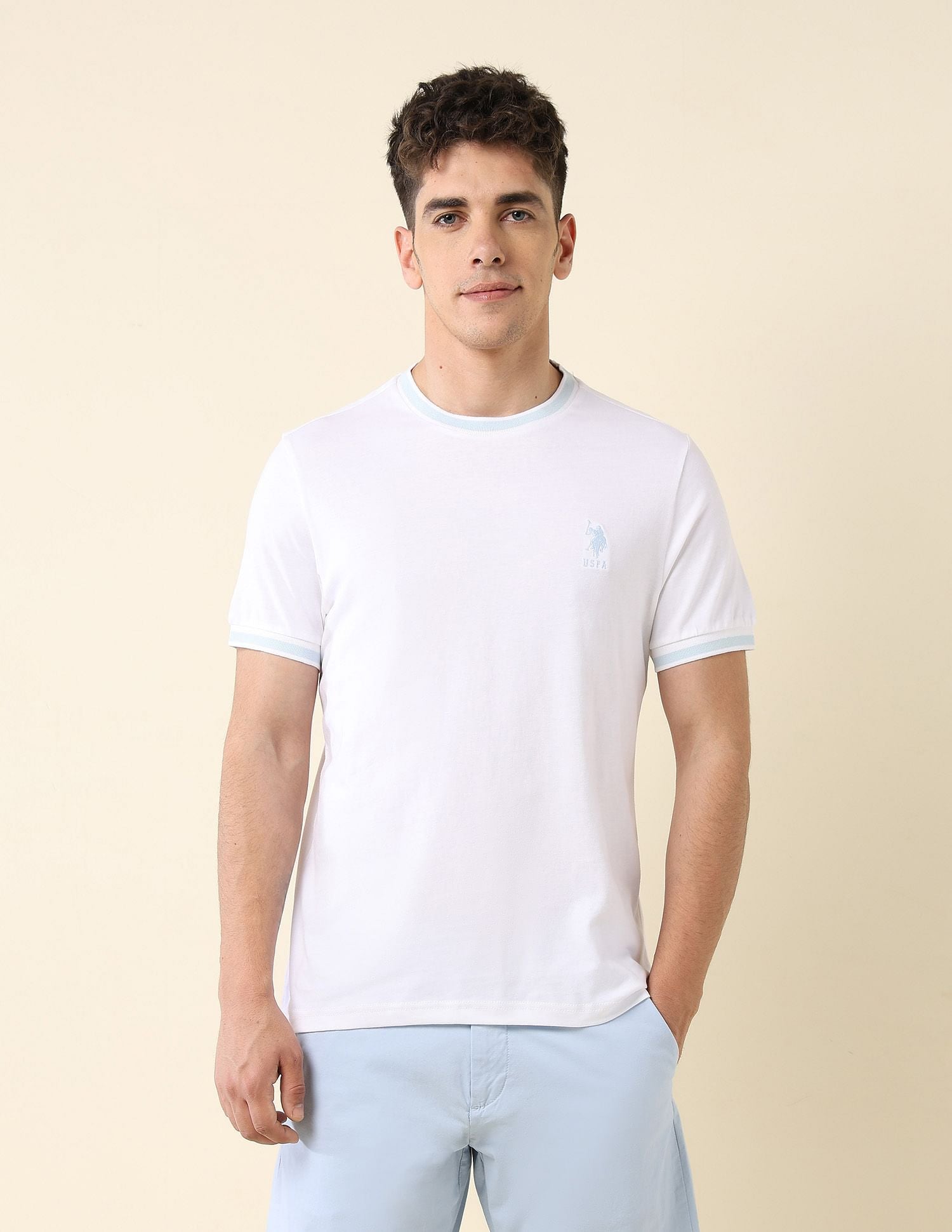 Solid Slim Fit T-Shirt White - U.S. Polo Assn. India | Large