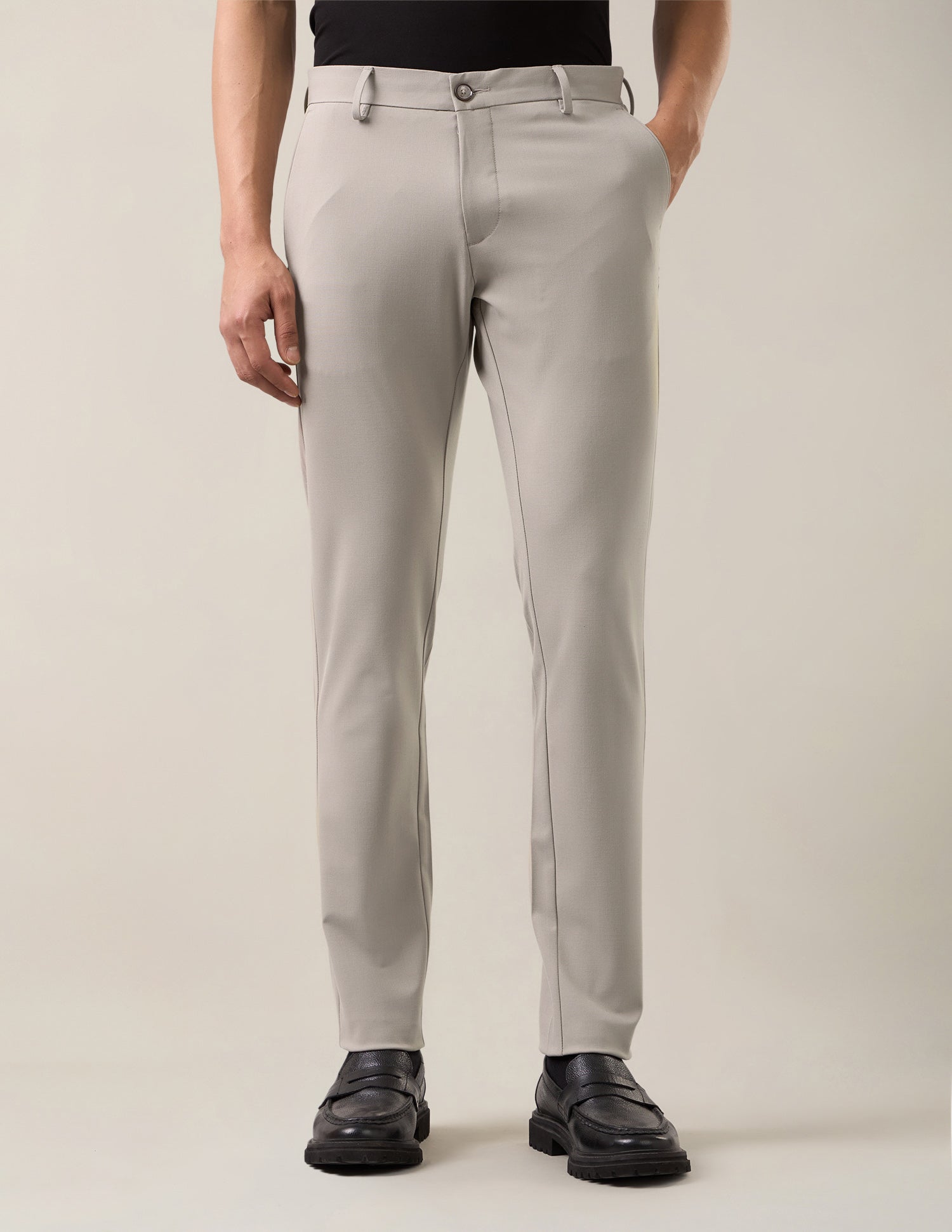 Austin Slim Fit Satin Trousers Ecru - U.S. Polo Assn. India | Large
