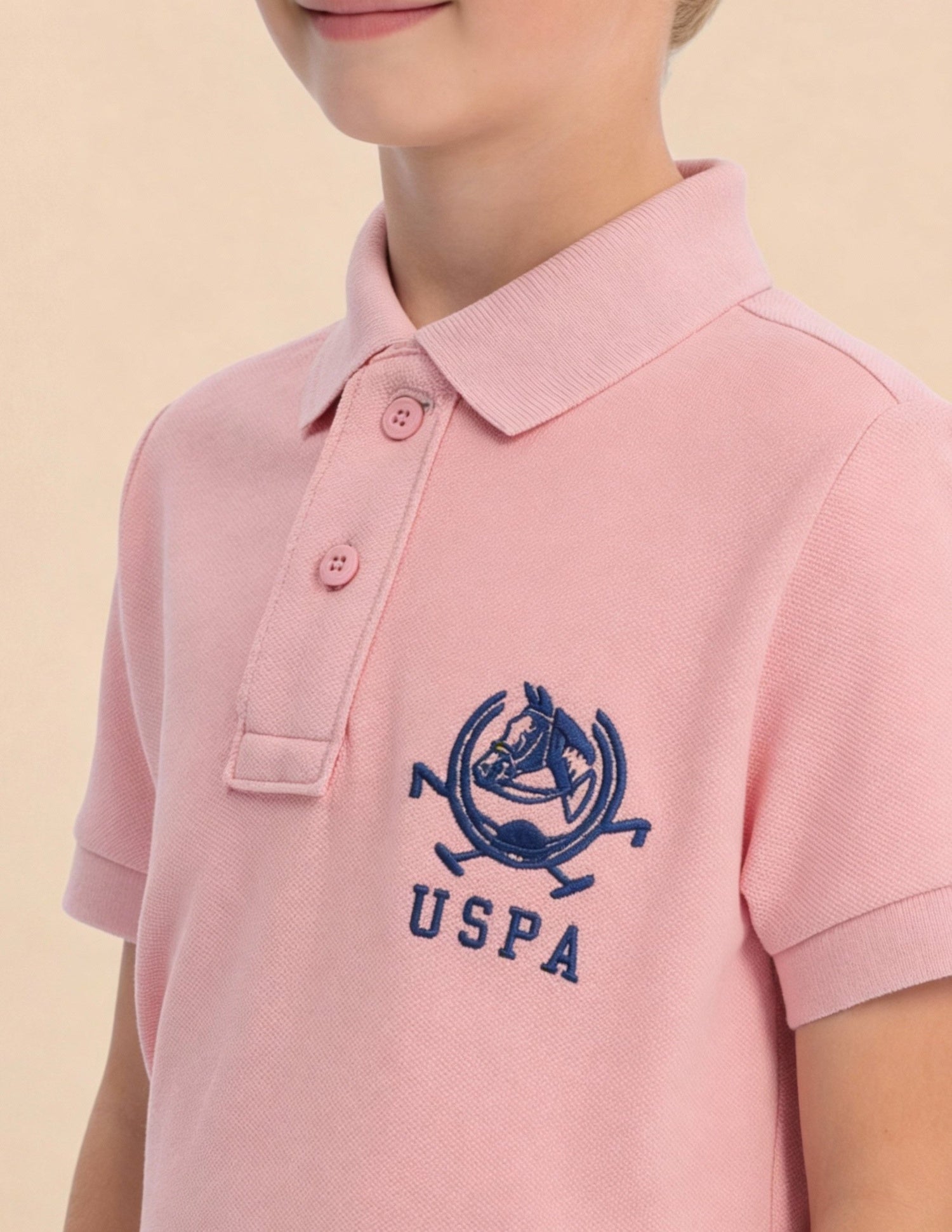 Boys Pure Cotton Polo Shirt Pink - U.S. Polo Assn. India | Large