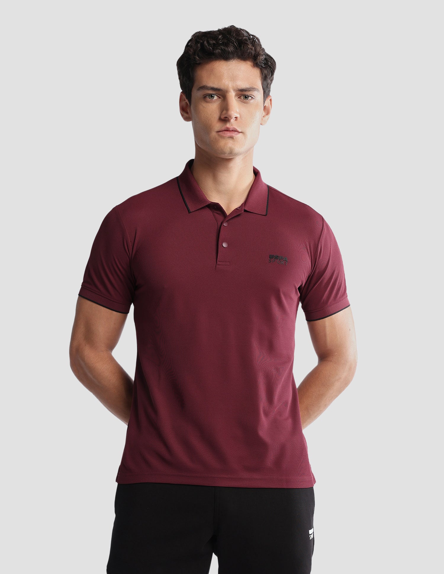 Solid Regular Fit Active Polo Shirt Maroon - U.S. Polo Assn. India | Large