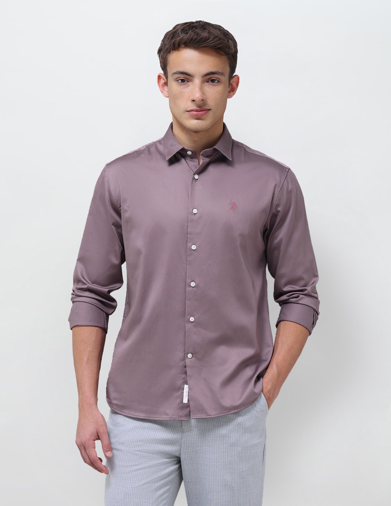 Tailored Fit Satin Shirt Mauve - U.S. Polo Assn. India | Large