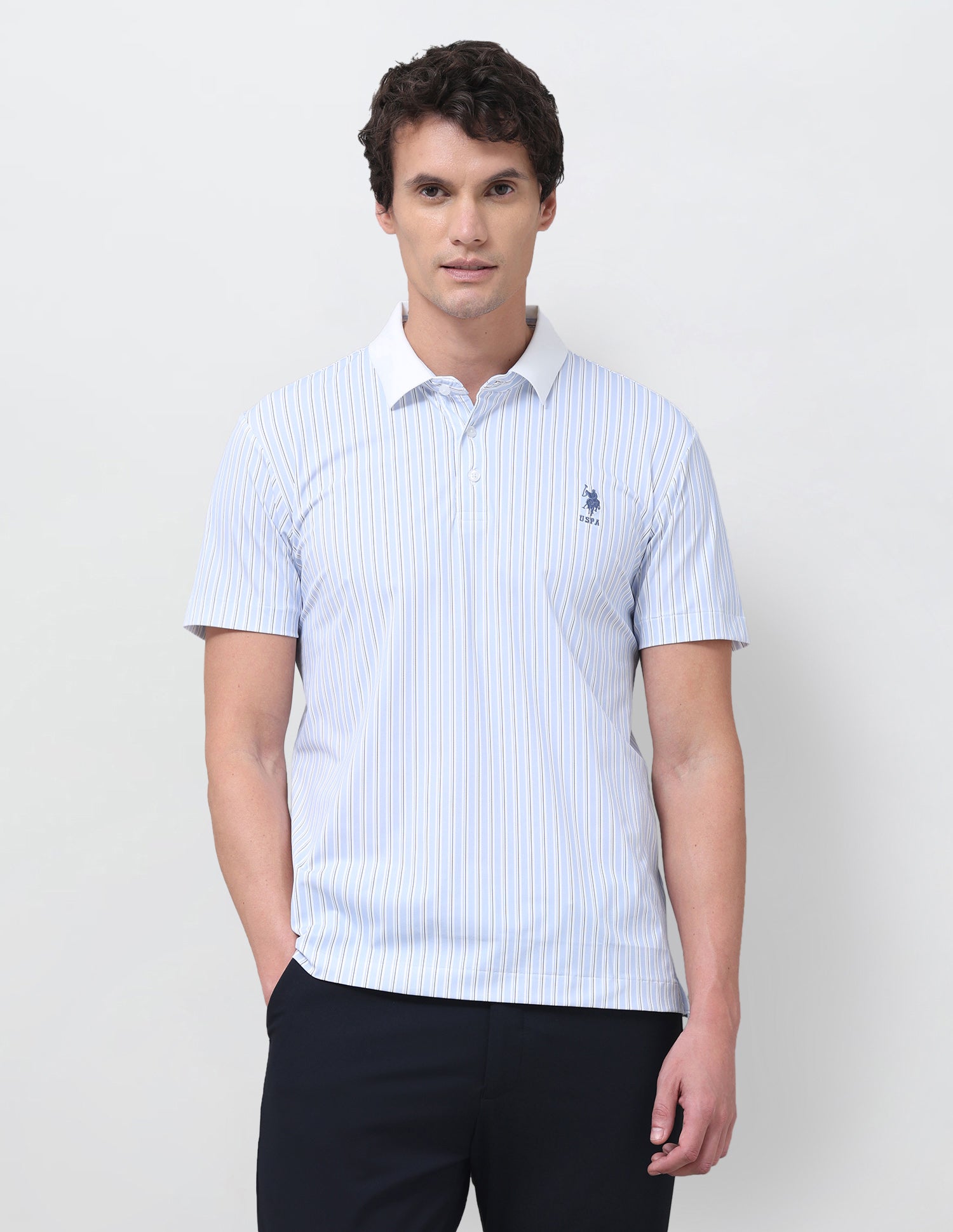 Vertical Striped Slim Fit Polo Shirt Blue - U.S. Polo Assn. India | Large