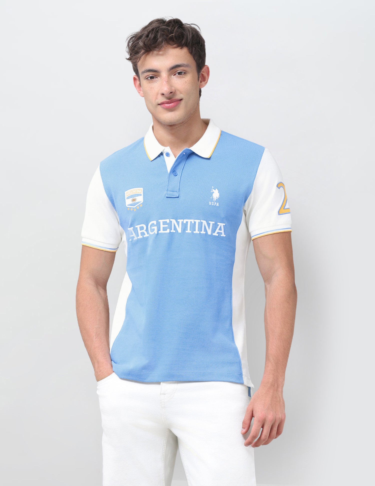 Colourblocked Slim Fit Polo Shirt Blue - U.S. Polo Assn. India | Large