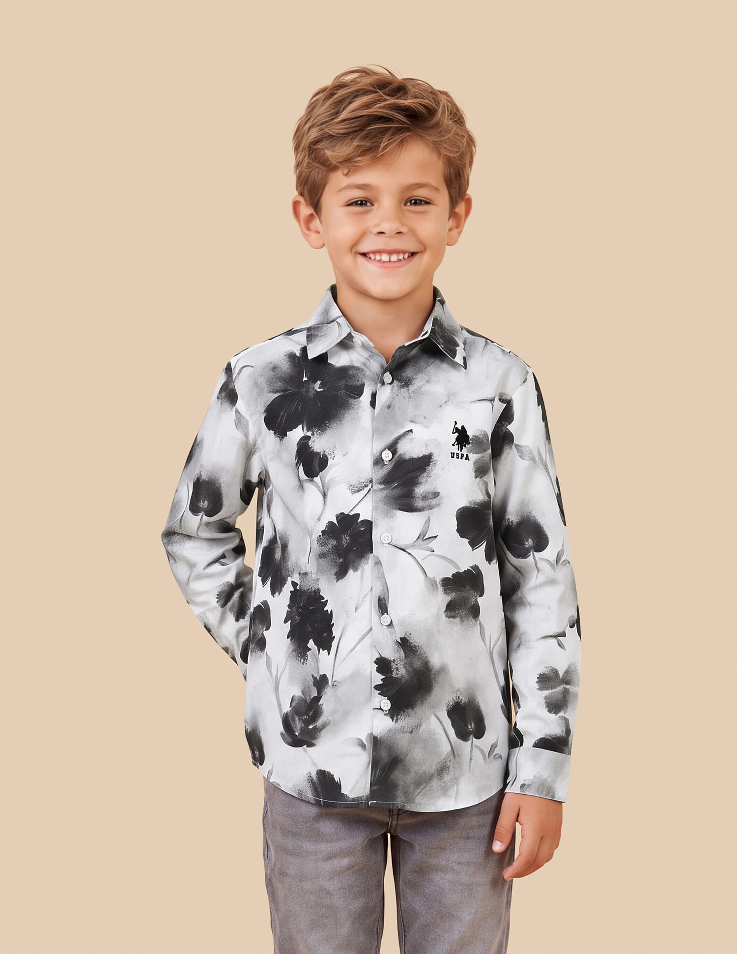 Floral Printed Satin Shirt White - U.S. Polo Assn. India | Large