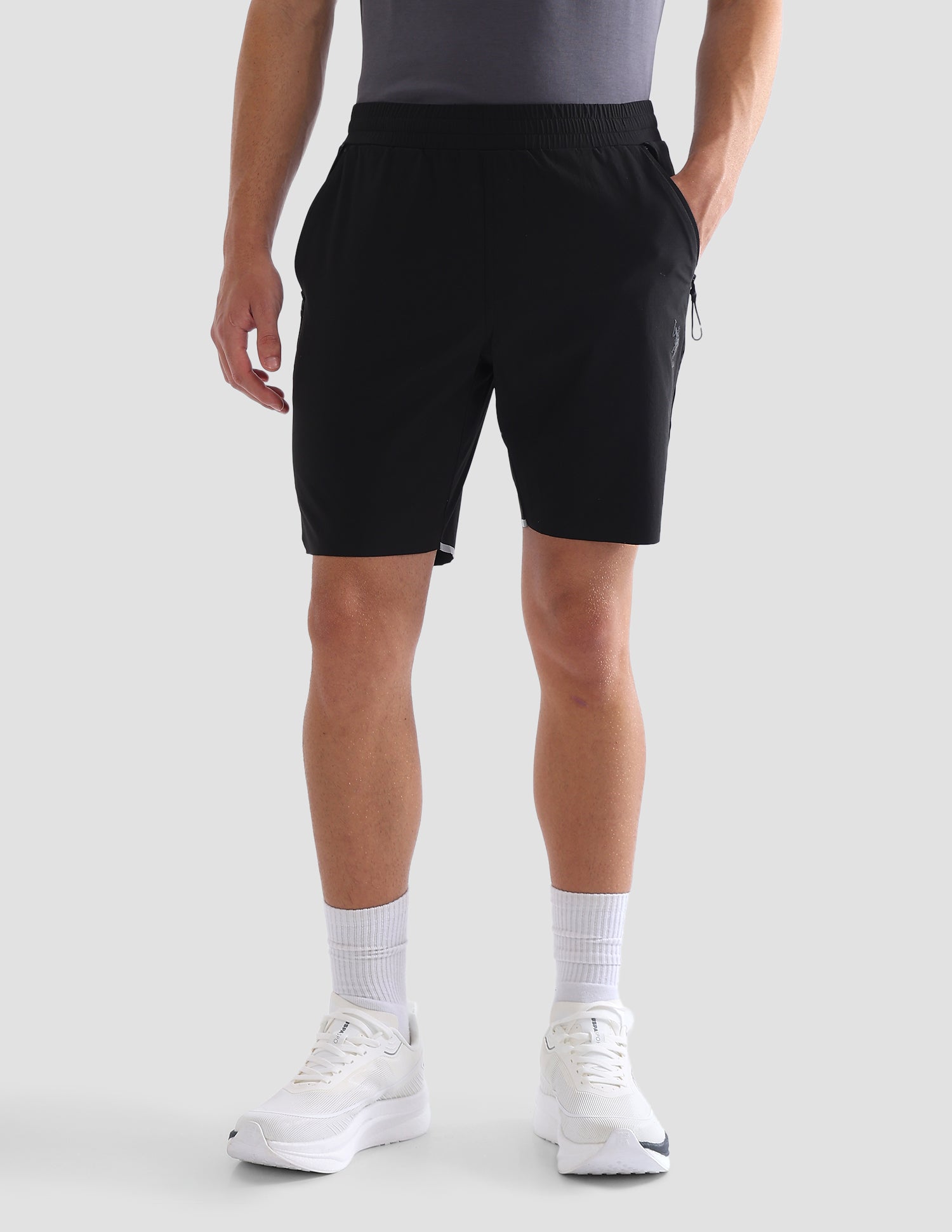 Solid Mid Rise Active Shorts Black - U.S. Polo Assn. India | Large