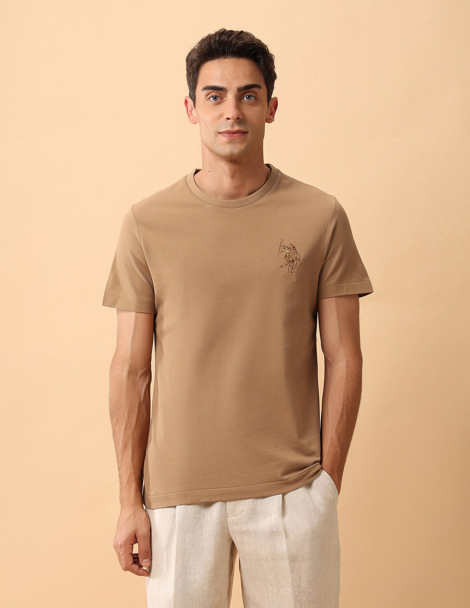 Pacho X Slim Fit Pure Cotton T-Shirt Light Yellow - U.S. POLO ASSN. | Large