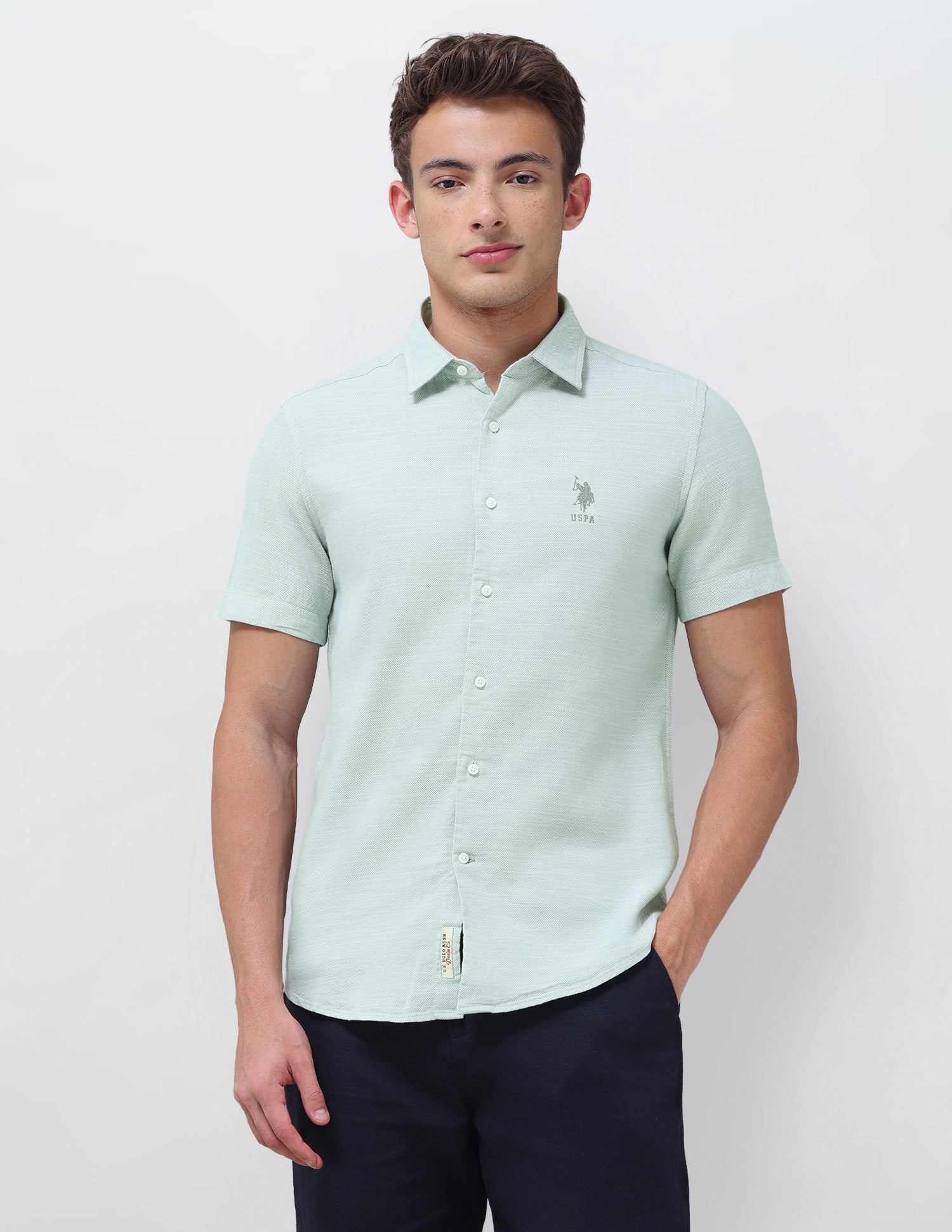 Solid Regular Fit Shirt Green - U.S. Polo Assn. India | Large