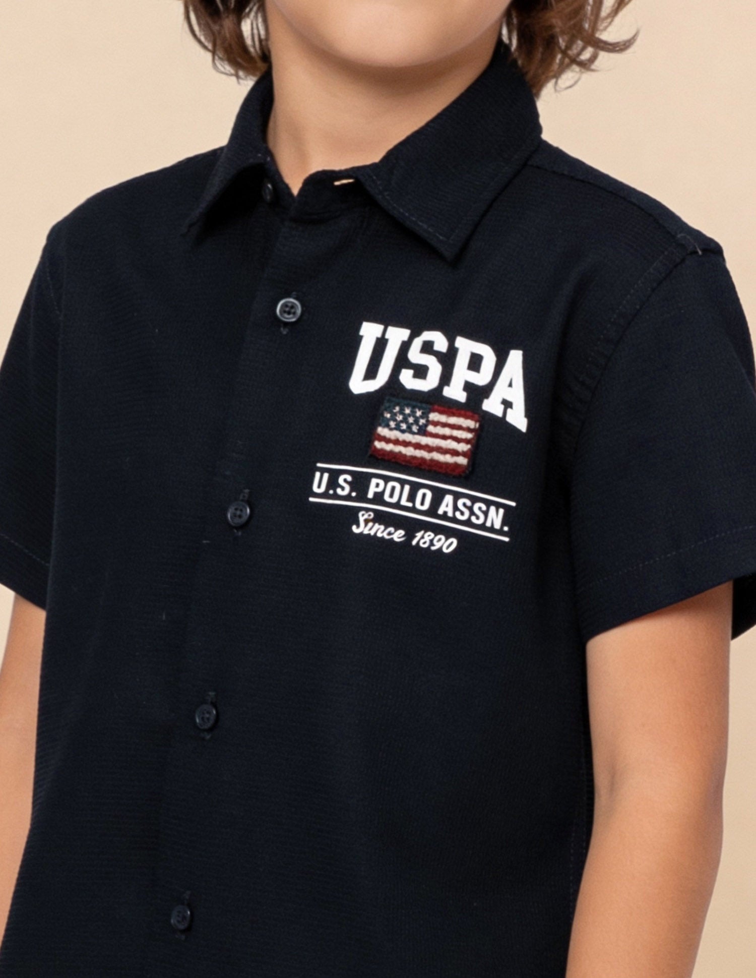 Brand Appliqued Textured Shirt Navy - U.S. Polo Assn. India | Large