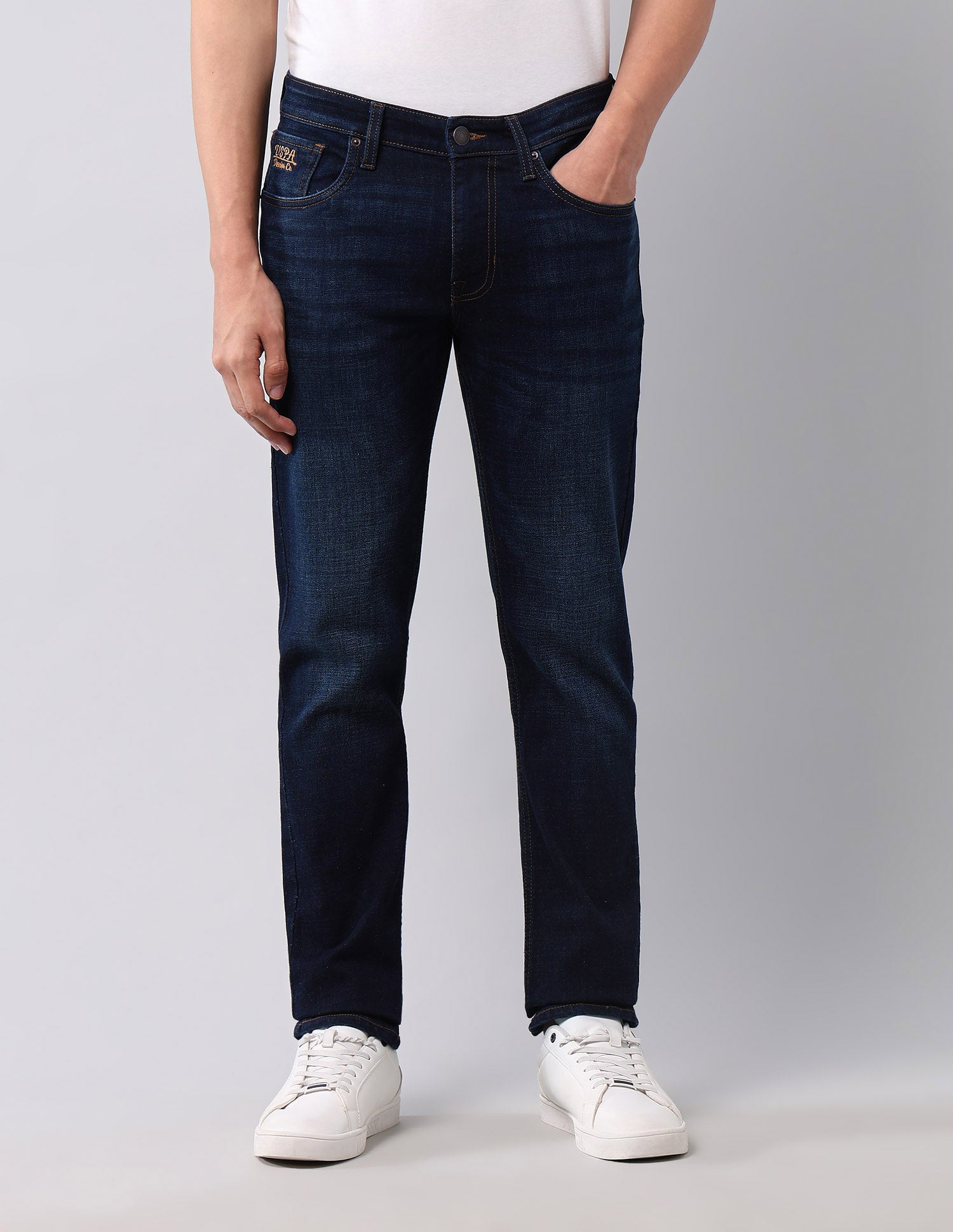 Brandon Slim Tapered Fit Blue Jeans Dark Blue - U.S. POLO ASSN. | Large