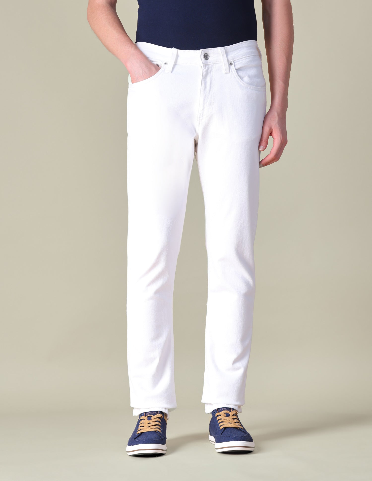 Brandon Slim Tapered Fit White Jeans White - U.S. POLO ASSN. | Large