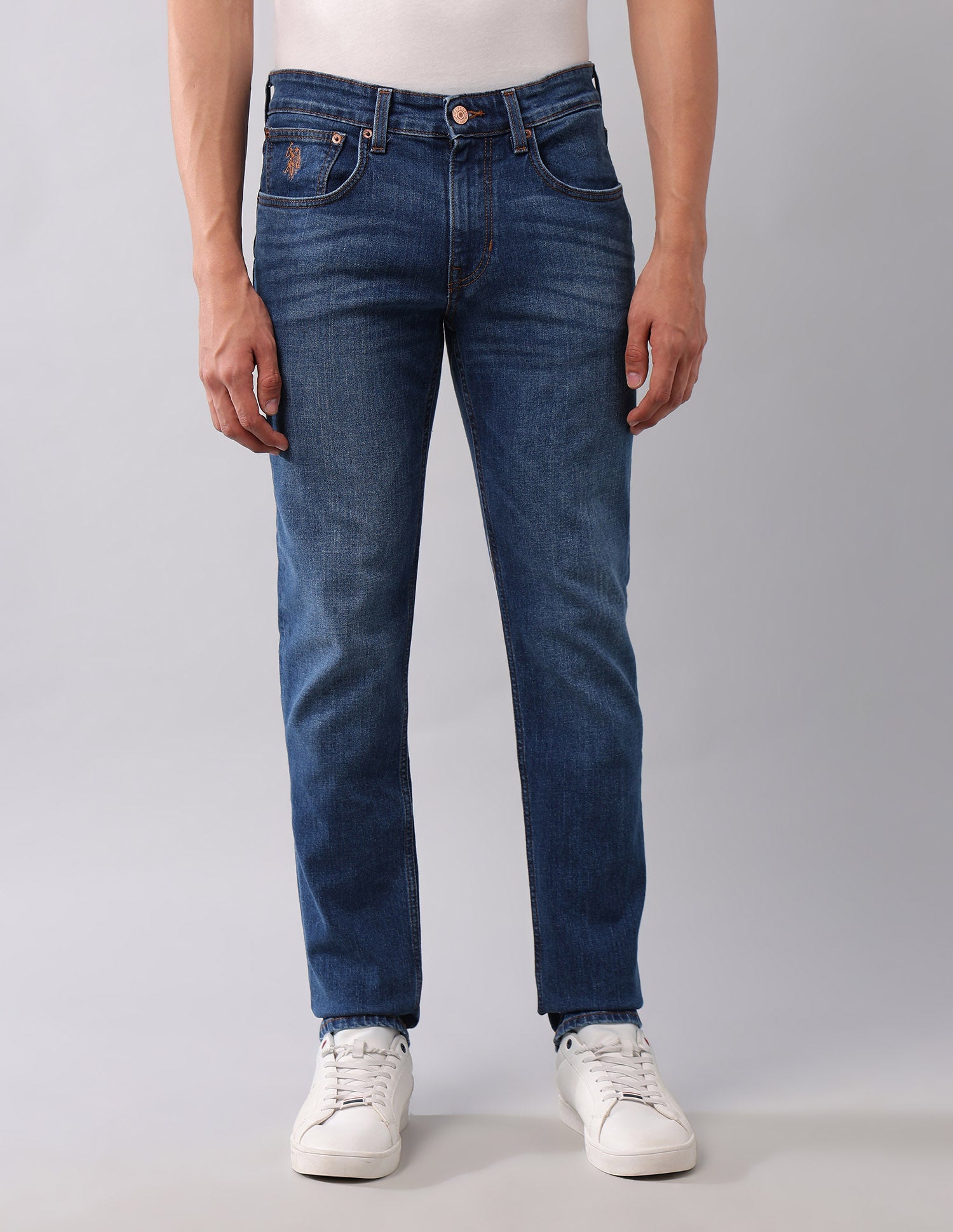 Brandon Slim Tapered Fit Blue Jeans Blue - U.S. Polo Assn. India | Large