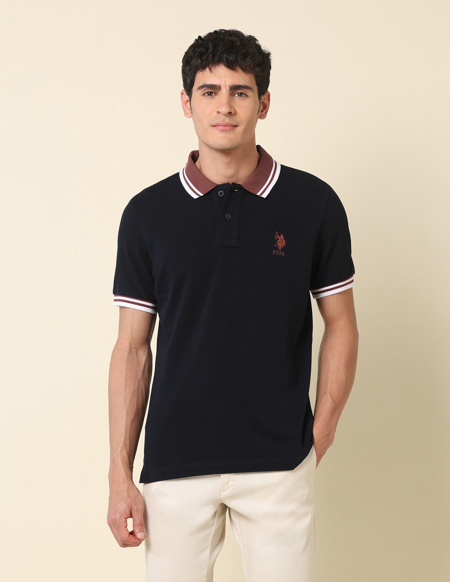 Pure Cotton Slim Fit Classic Polo Shirt Navy - U.S. Polo Assn. India | Large