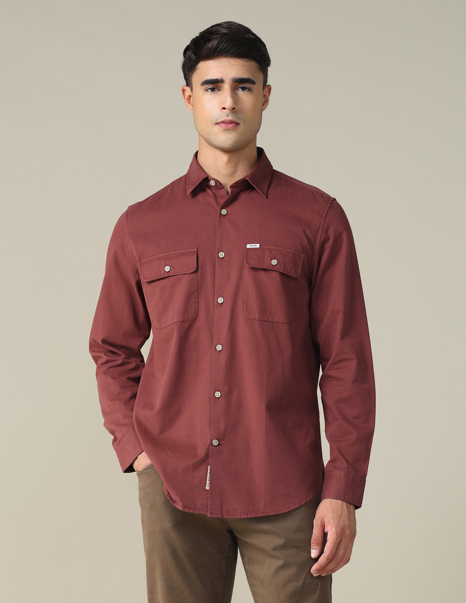 Twill Relaxed Fit Shirt Rust - U.S. POLO ASSN. | Large
