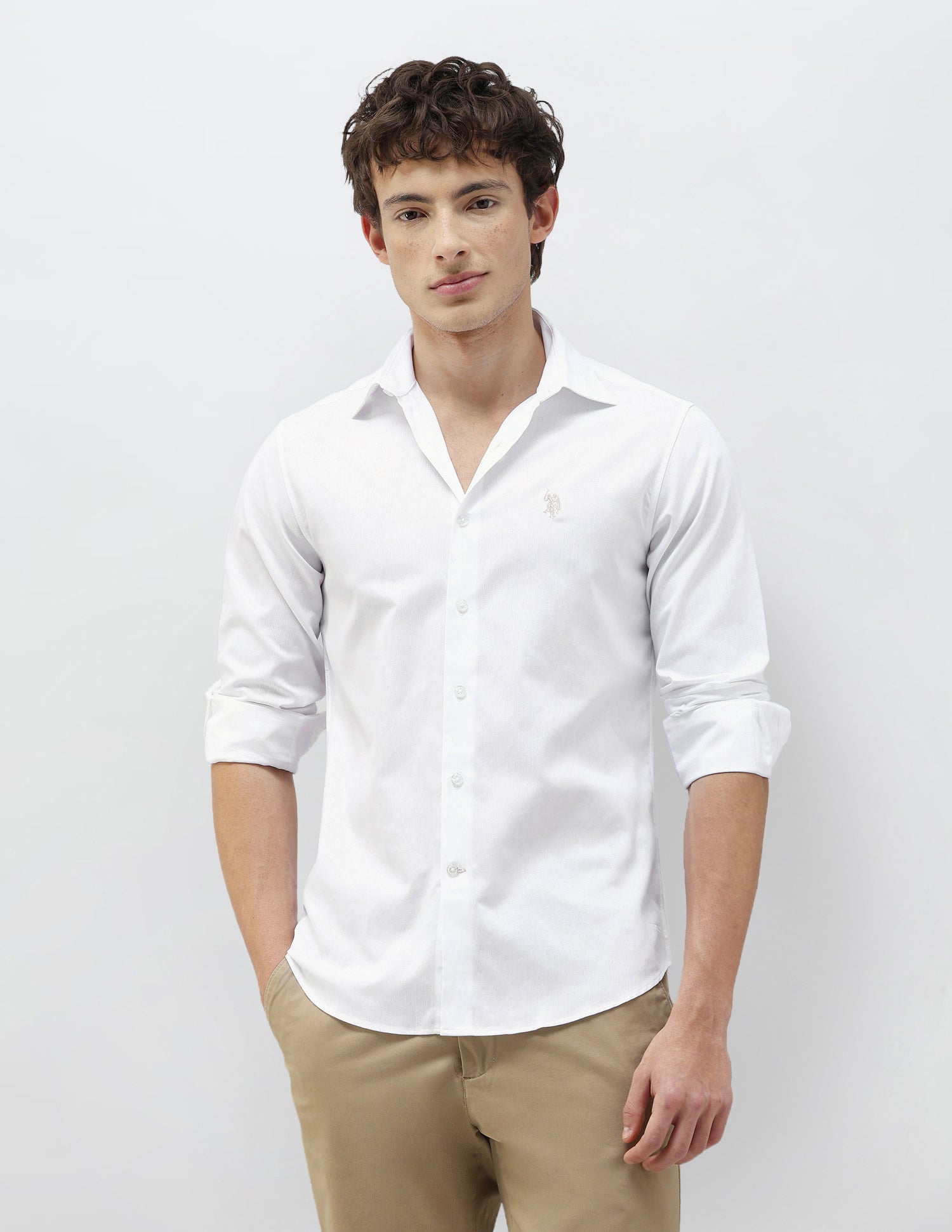 Premium Whites Tailored Fit Shirt White - U.S. Polo Assn. India | Large