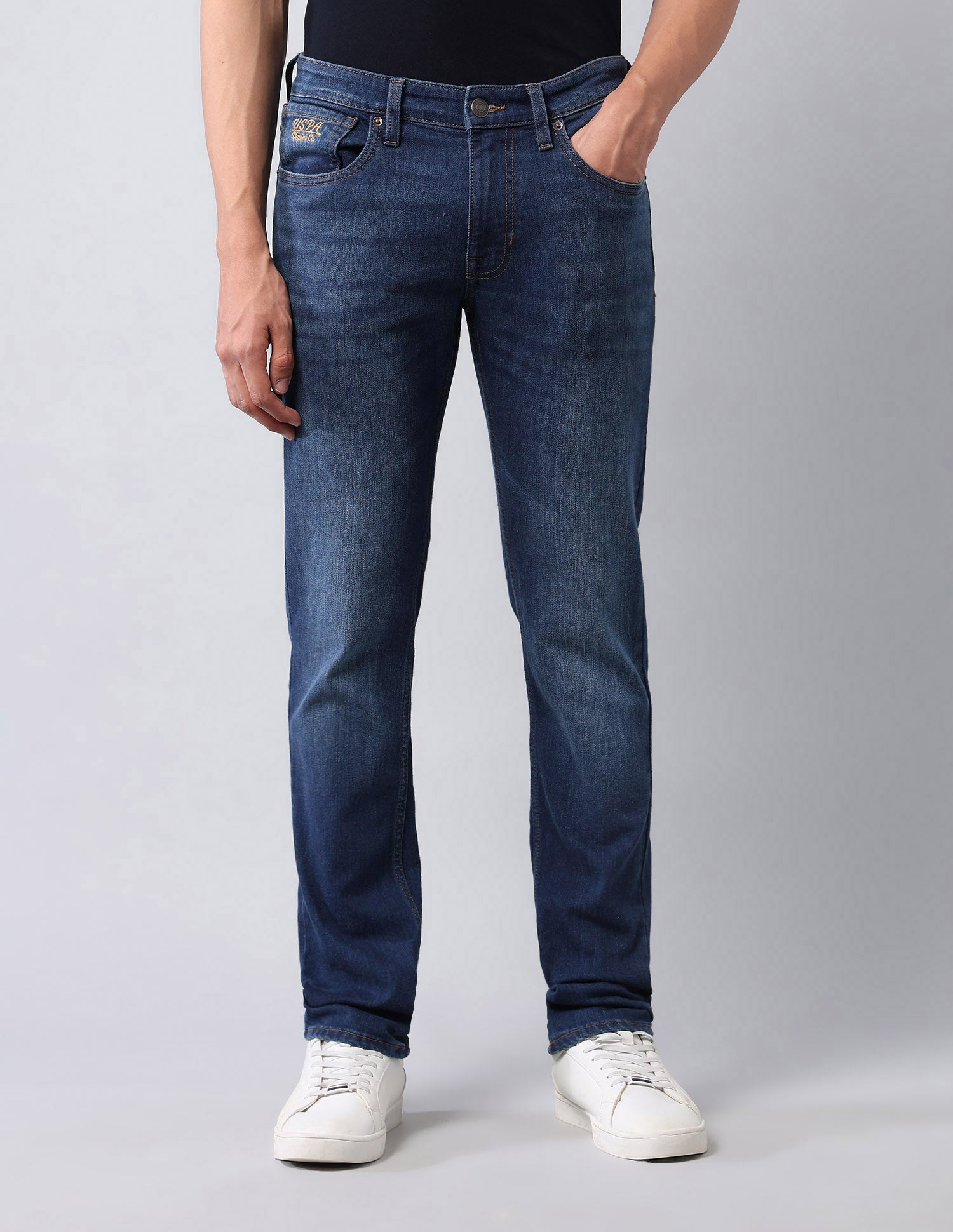 Brandon Slim Tapered Fit Blue Jeans Med Blue - U.S. POLO ASSN. | Large