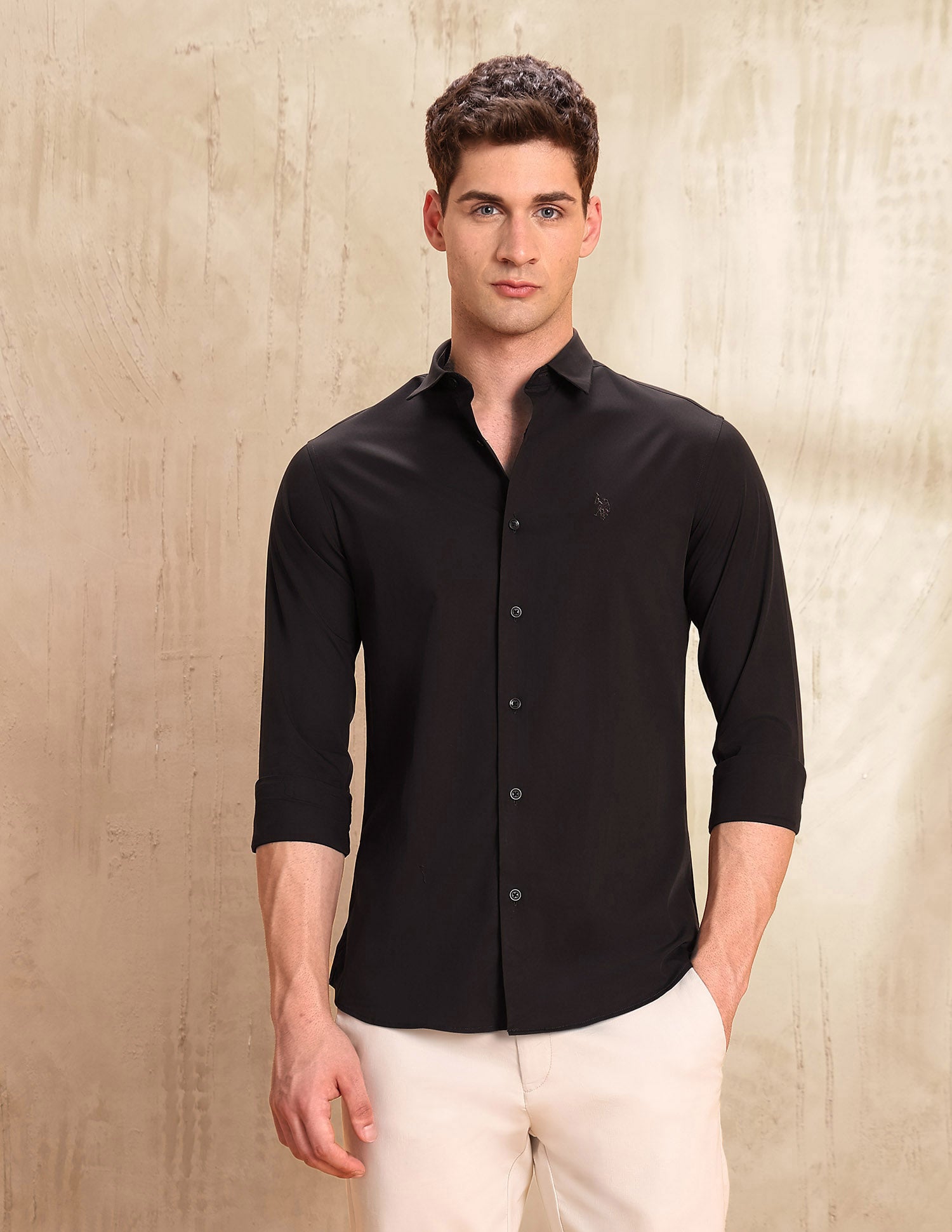 Poplin Tailored Fit Shirt Choco - U.S. POLO ASSN. | Large