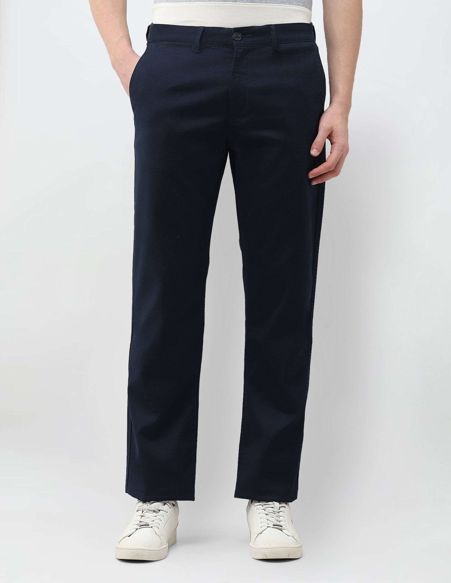 Riley Straight Fit Satin Trousers Navy - U.S. Polo Assn. India | Large