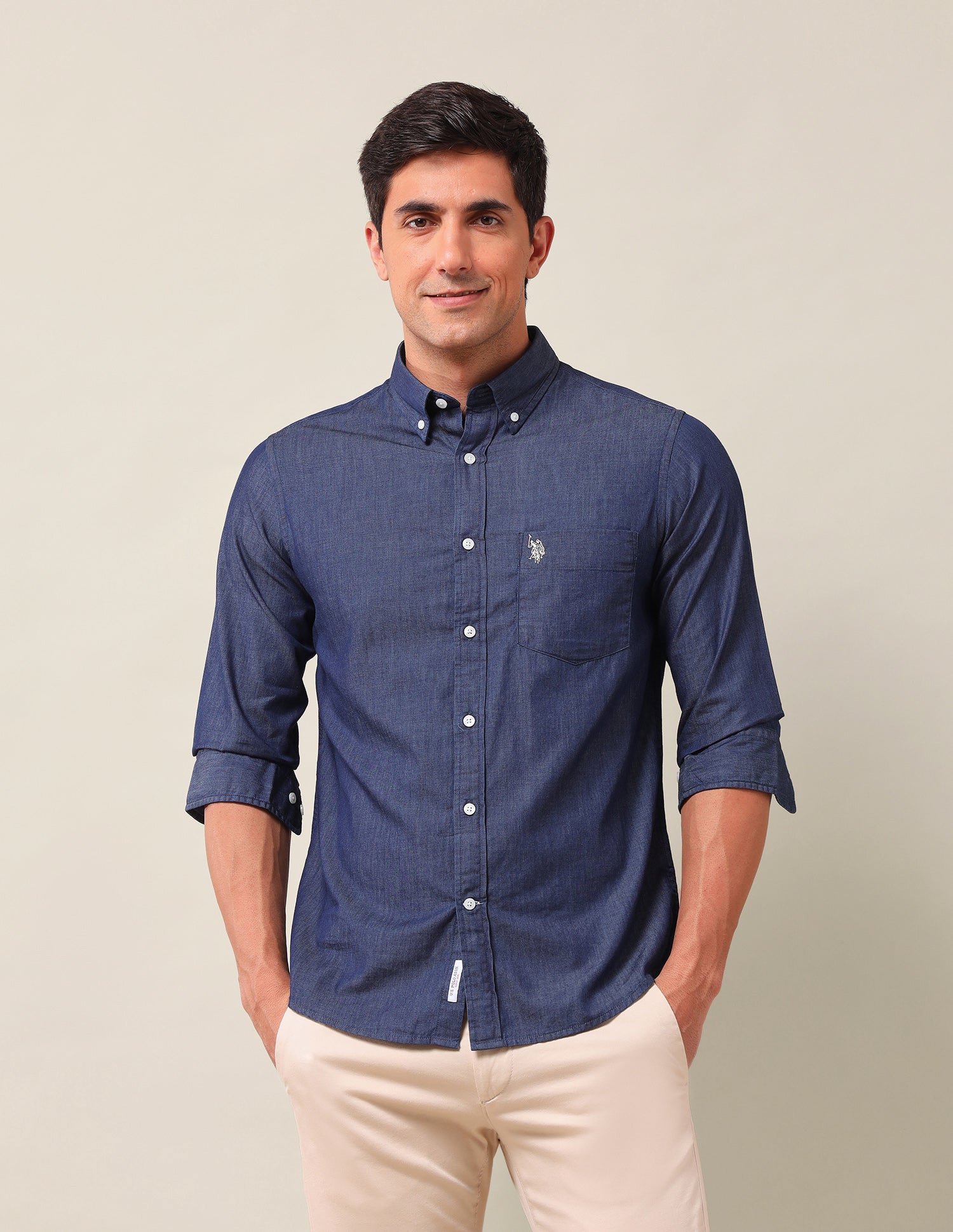Solid Tailored Fit Shirt Indigo - U.S. Polo Assn. India | Large