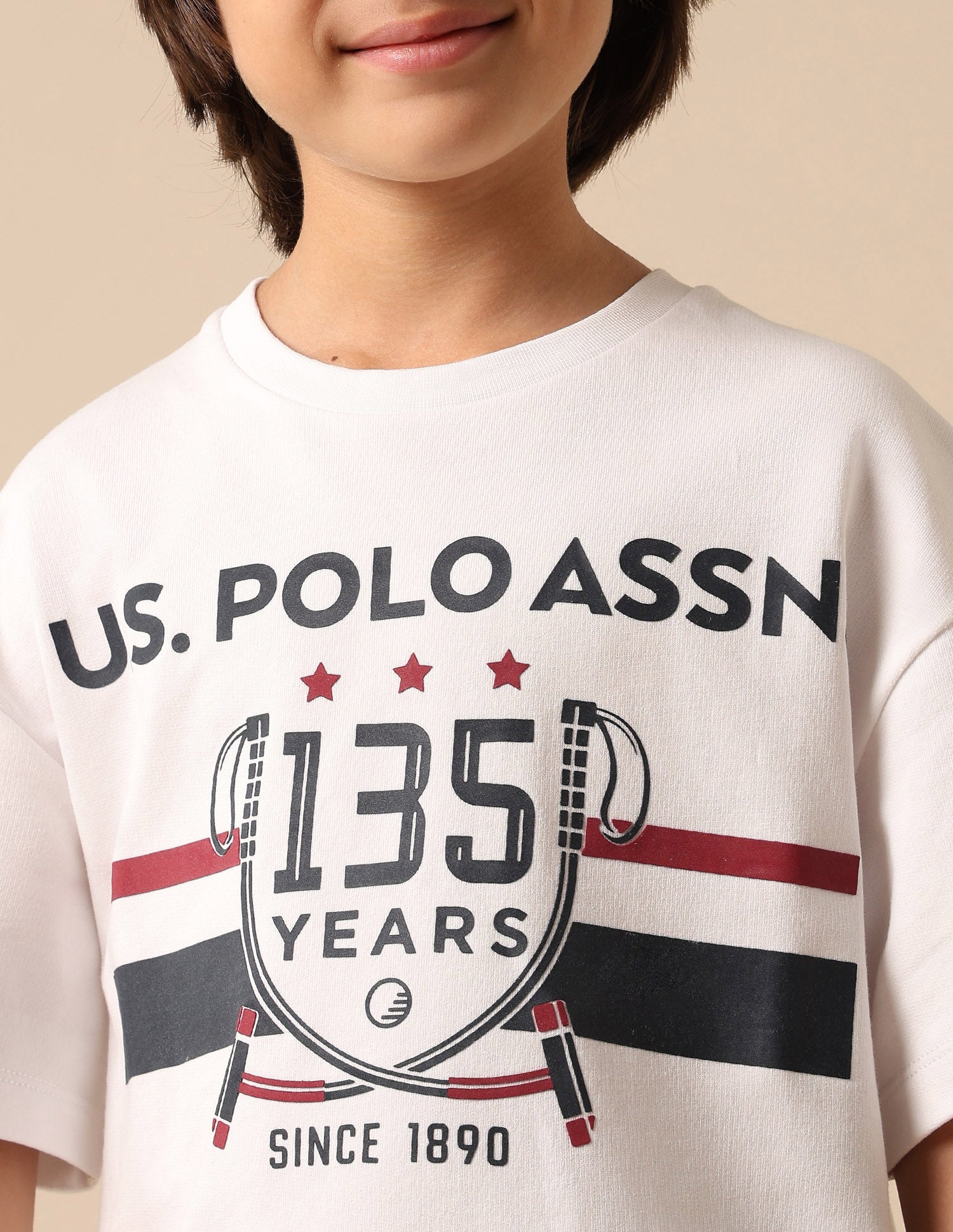 Boys Graphic Printed Boxy Fit T Shirt White - U.S. POLO ASSN. | Large
