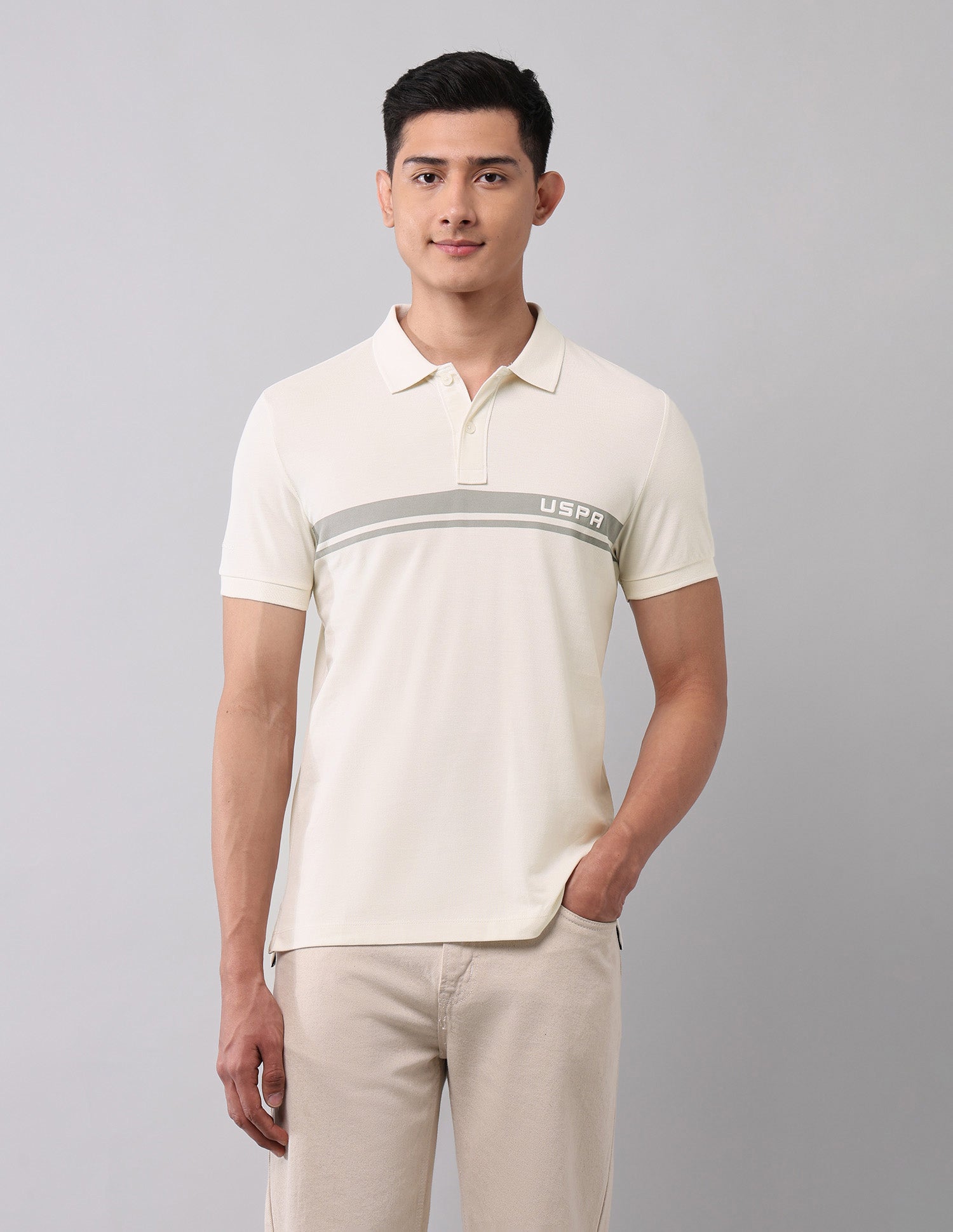 Horizontal Striped Black Label Polo Shirt Ivory - U.S. Polo Assn. India | Large