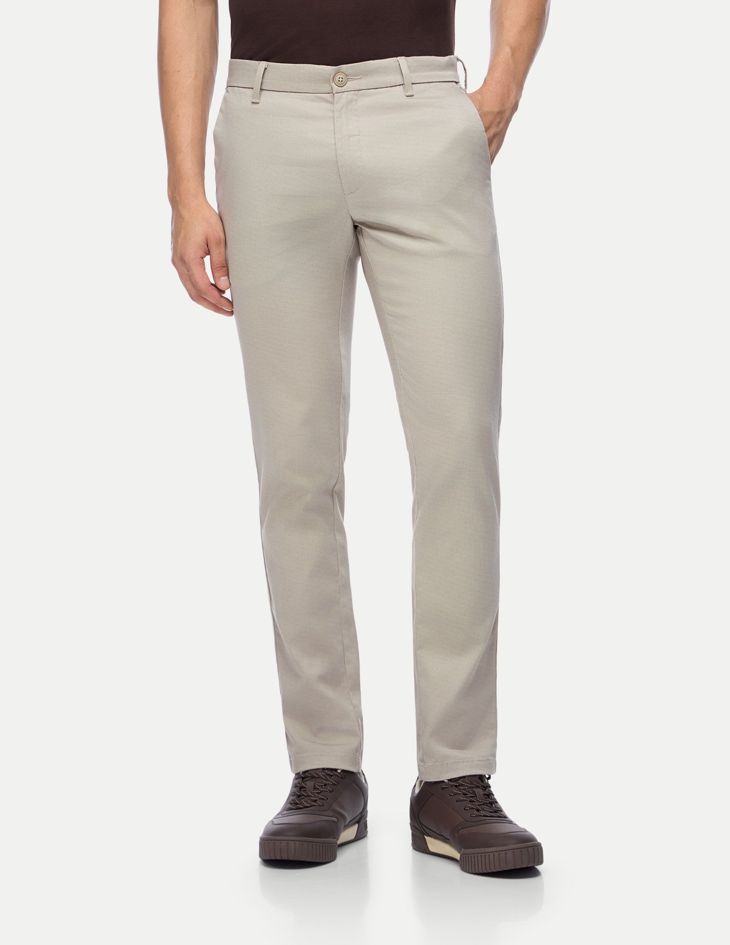 Denver Slim Fit Satin Trousers Beige - U.S. Polo Assn. India | Large