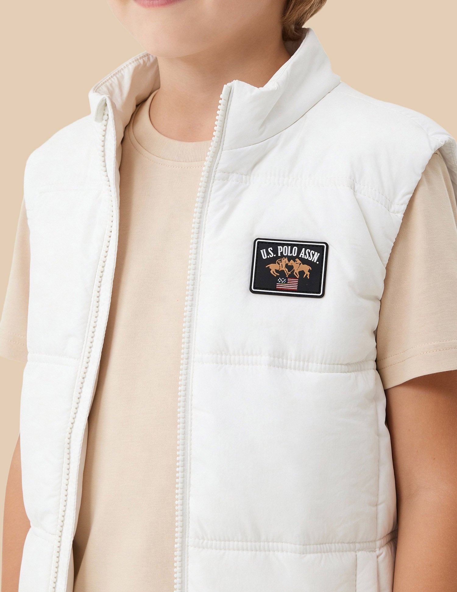 Boys Solid Regular Fit Puffer Jacket White - U.S. Polo Assn. India | Large