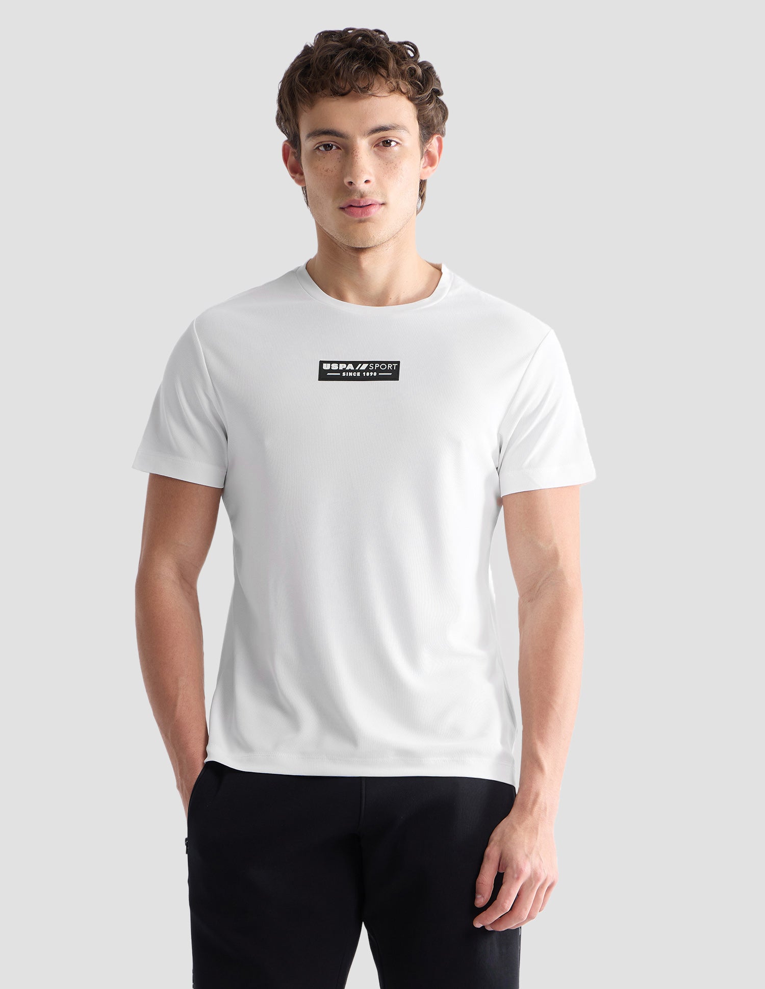 Solid Slim Fit Active T-Shirt Off White - U.S. Polo Assn. India | Large