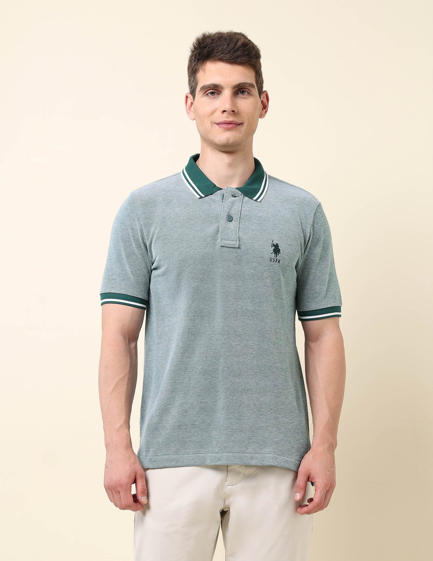 Heathered Classic Polo Shirt Dark Green - U.S. POLO ASSN. | Large