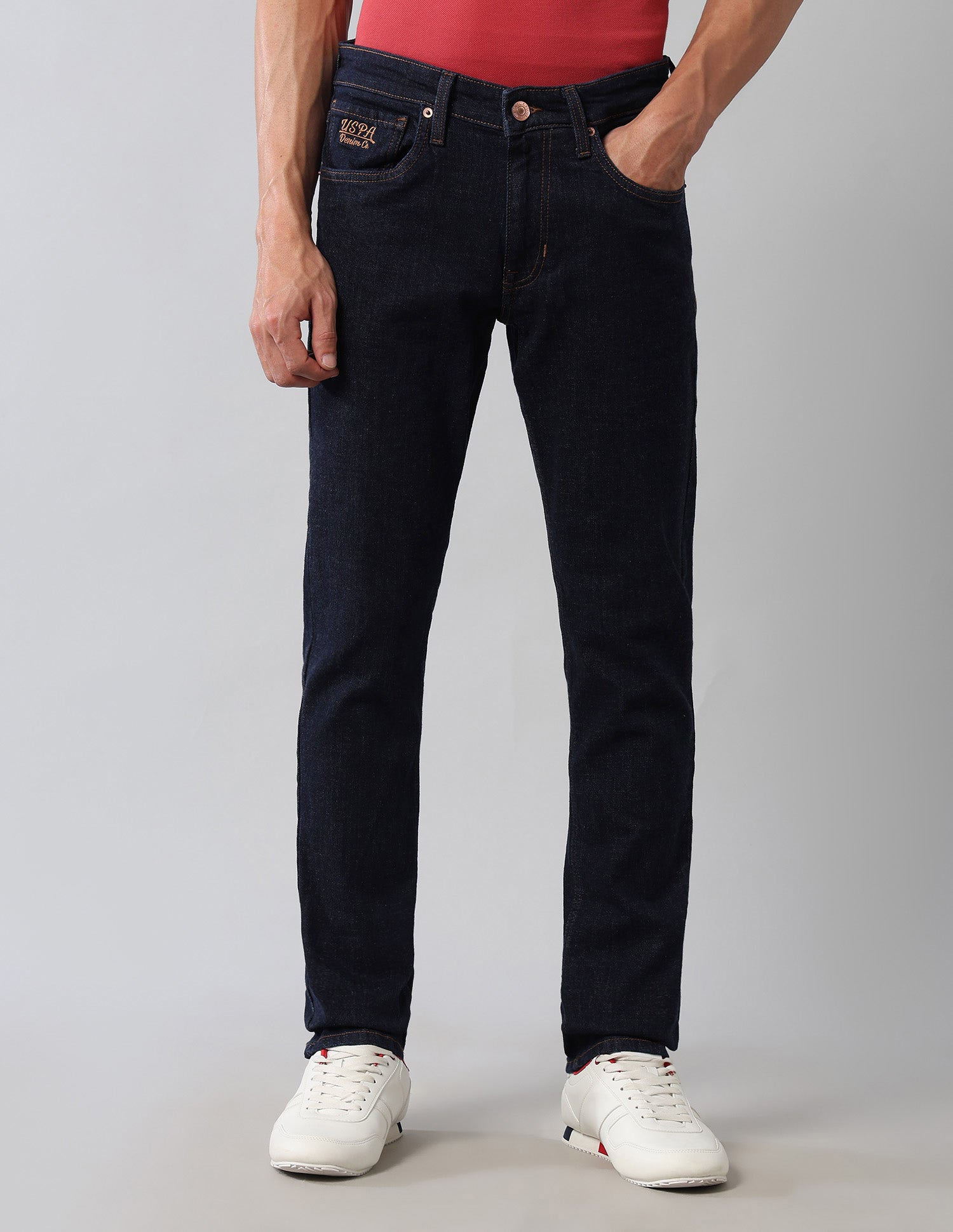 Brandon Slim Tapered Fit Blue Jeans Dark Blue - U.S. Polo Assn. India | Large