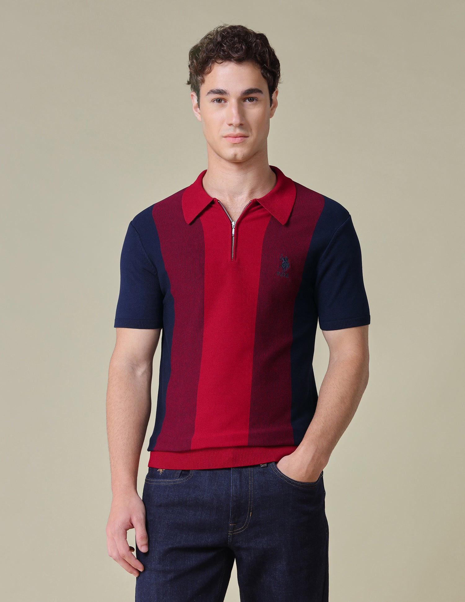 Colourblocked Regular Fit Polo Shirt Navy - U.S. Polo Assn. India | Large