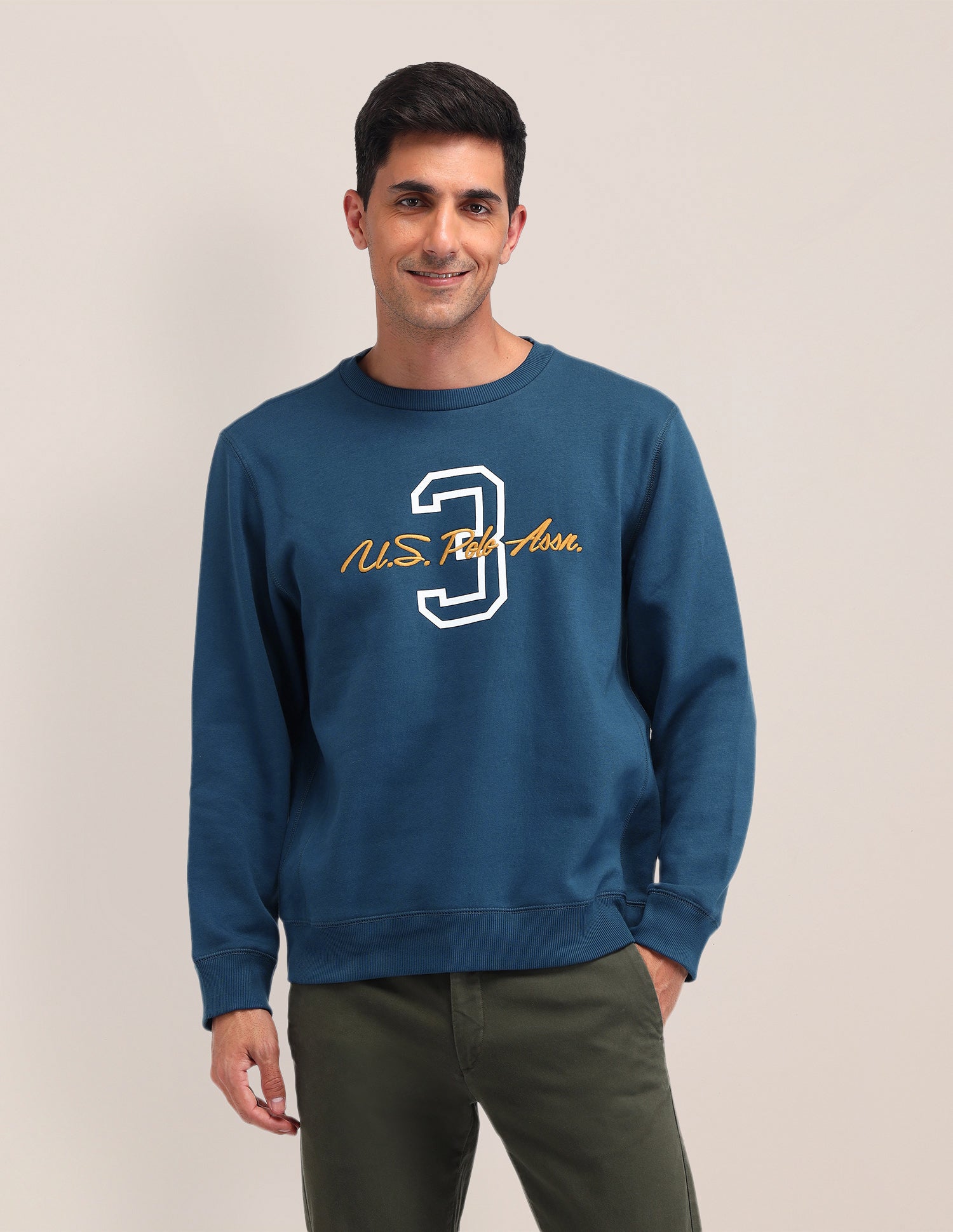 Graphic Printed Regular Fit Sweatshirt Teal - U.S. Polo Assn. India | Large