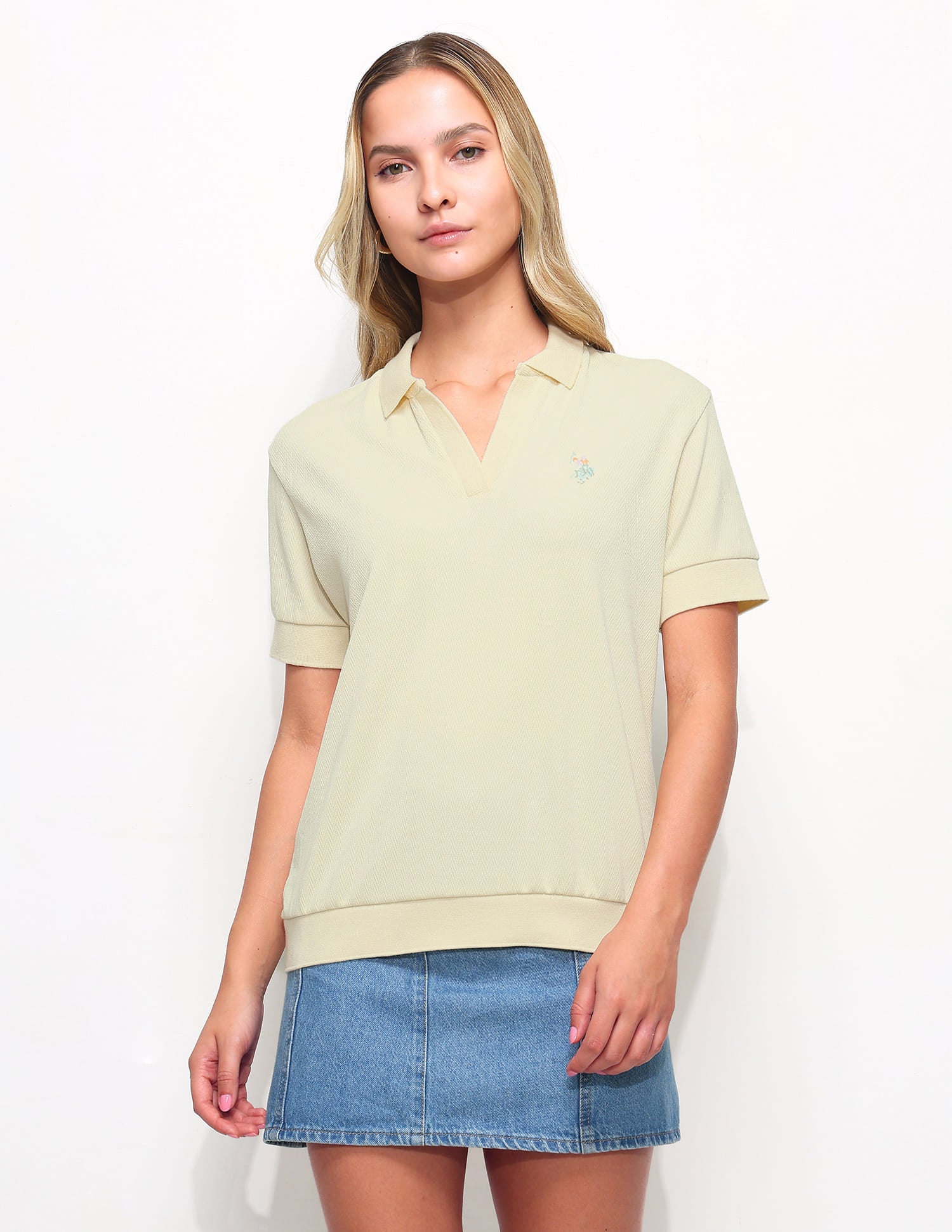 Textured Regular Fit Polo Shirt White - U.S. Polo Assn. India | Large