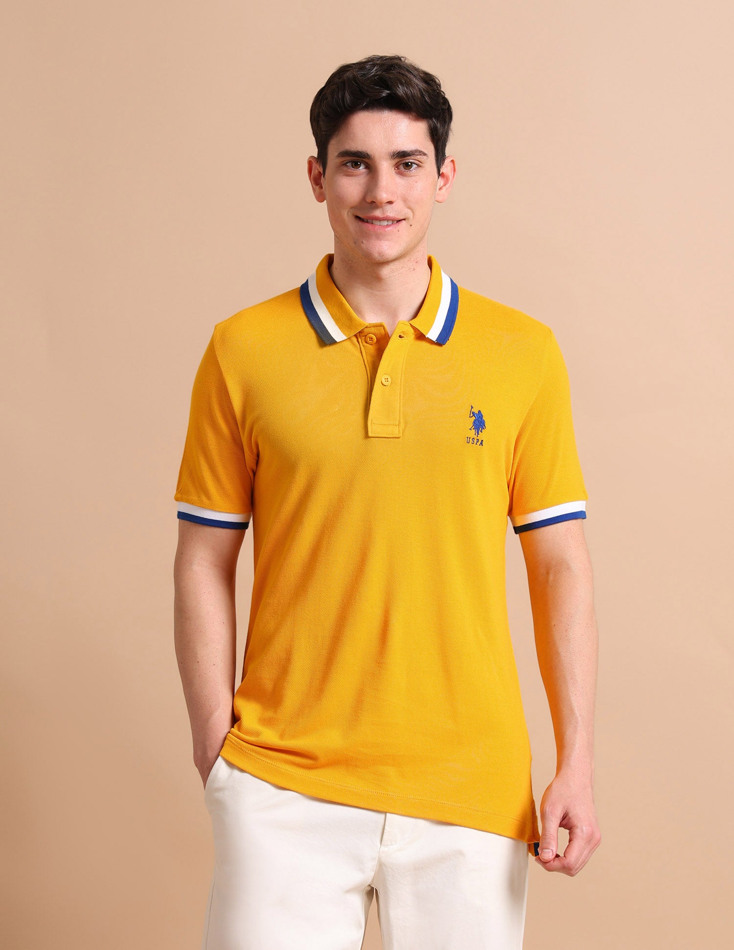 Heritage Tipped Polo Shirt Mustard - U.S. POLO ASSN. | Large