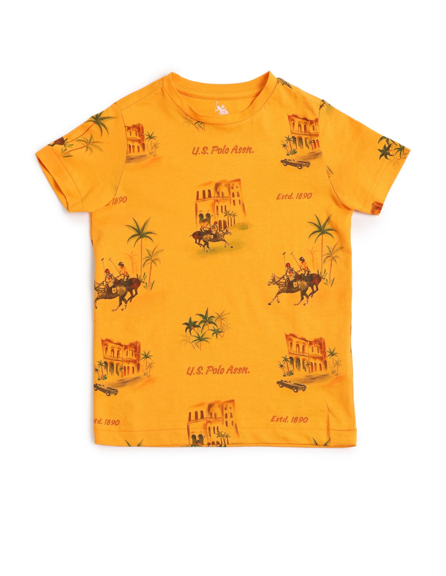Boys Brand Printed Regular Fit T-Shirt Orange - U.S. POLO ASSN. | Large