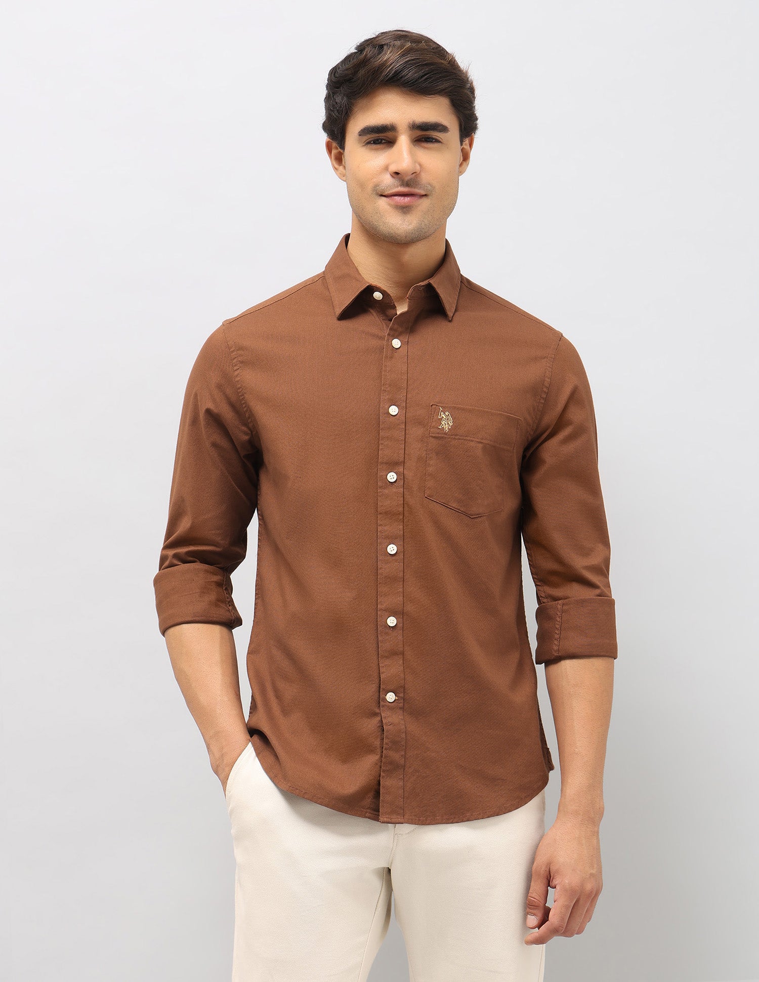 Tailored Fit Oxford Shirt Rust - U.S. Polo Assn. India | Large