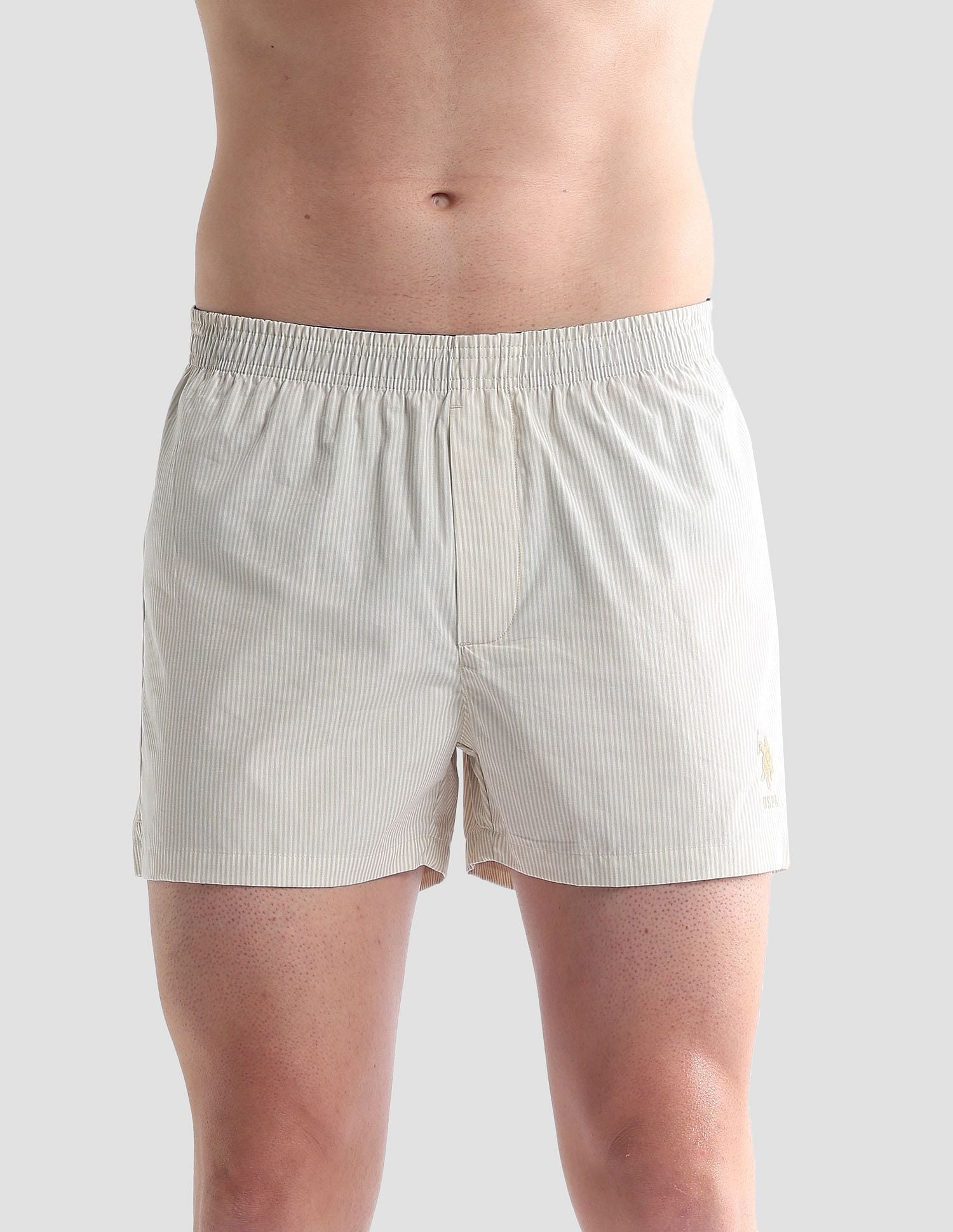 Pure Cotton EX004  Boxer Shorts - Pack of 1 Beige and White - U.S. POLO ASSN. | Large