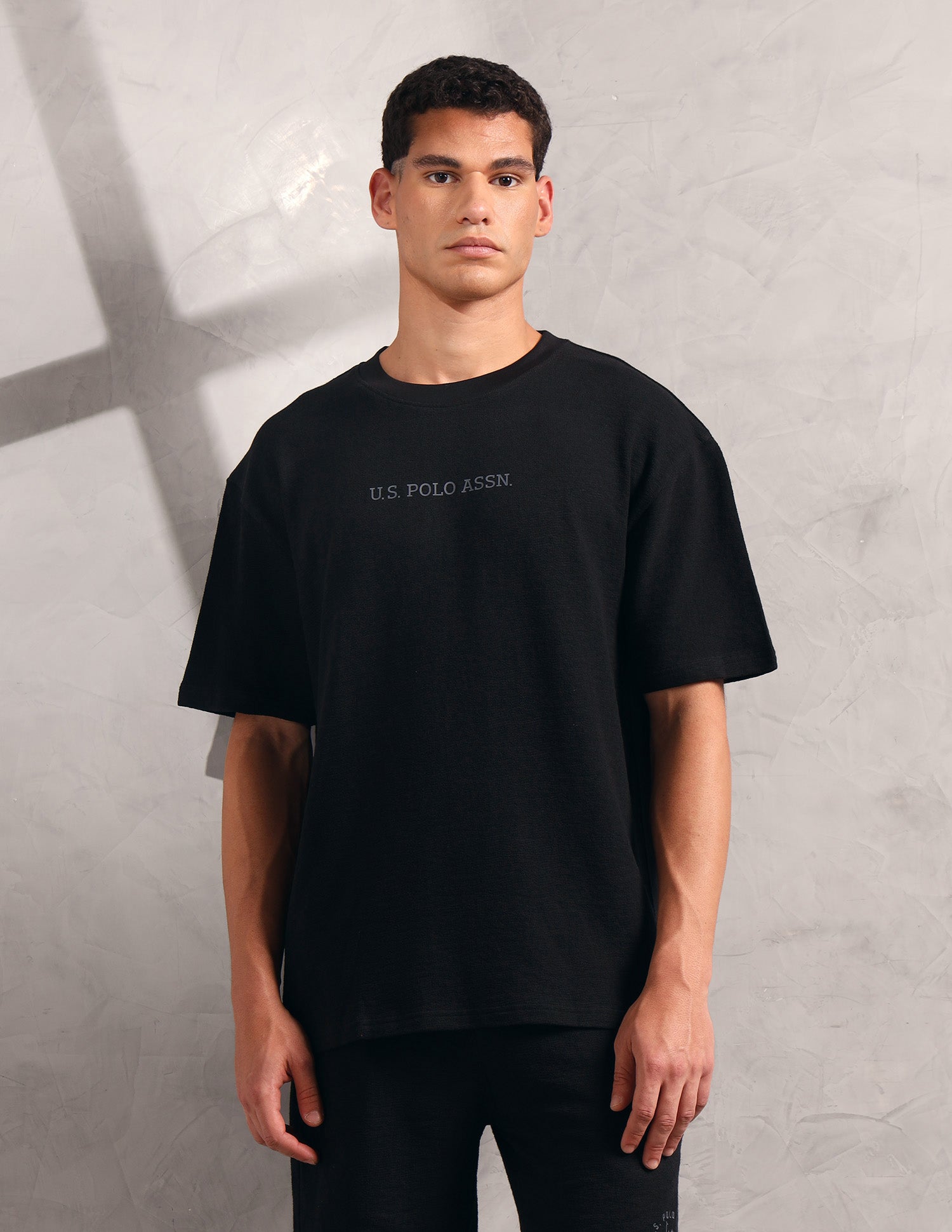 Pure Cotton Oversized Fit PE004 Lounge T-Shirt - Pack Of 1 Black - U.S. POLO ASSN. | Large