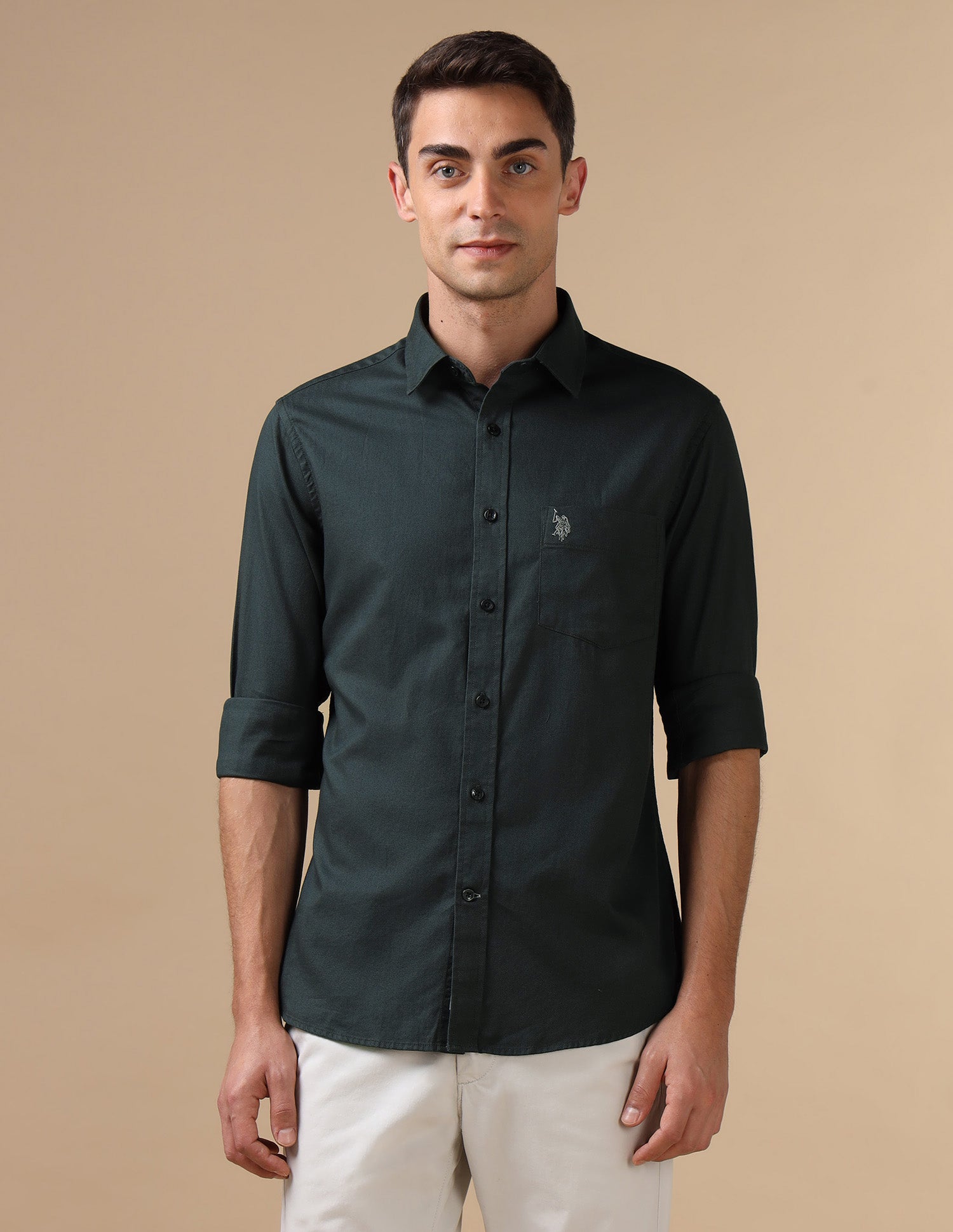 Dobby Pure Cotton Shirt Teal - U.S. POLO ASSN. | Large