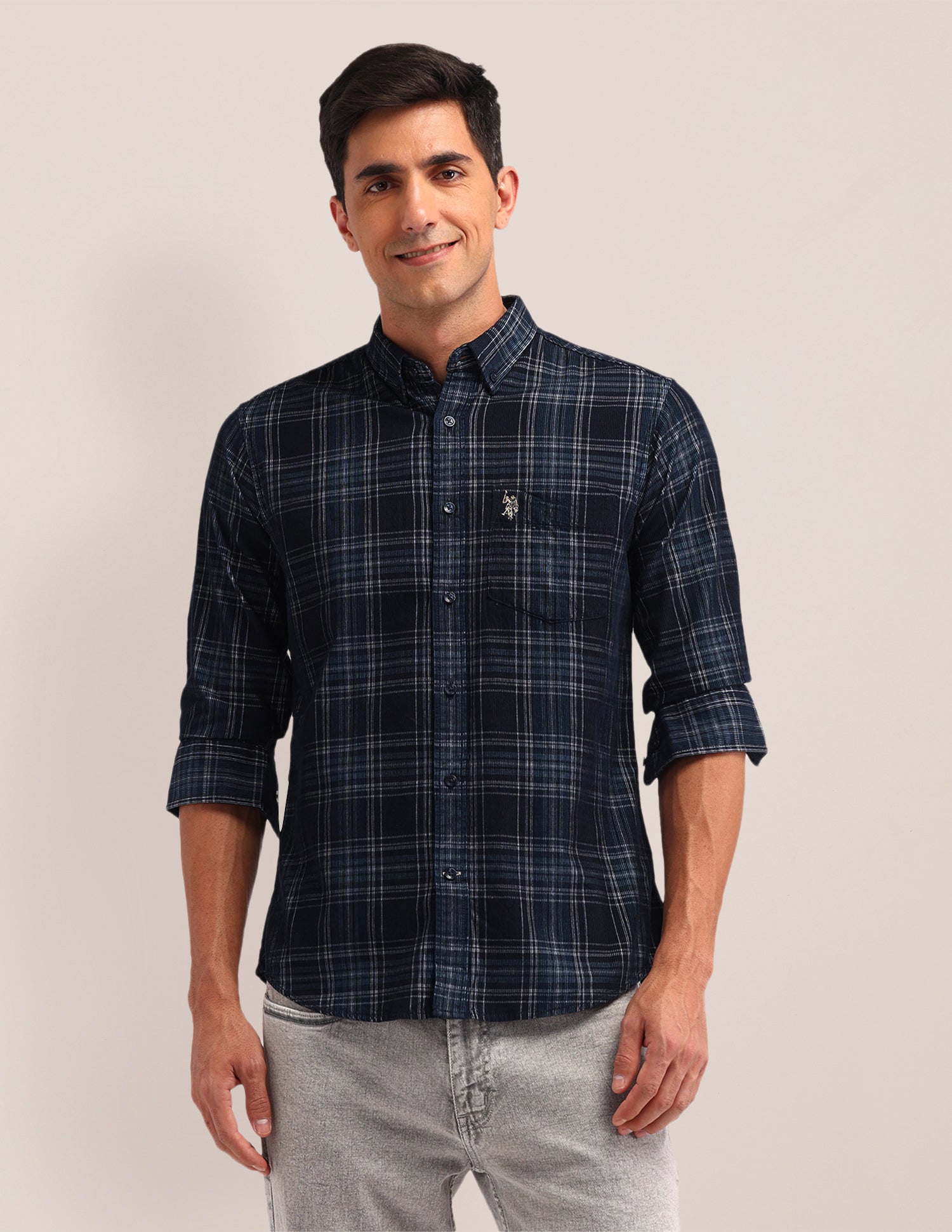 Tartan Check Printed Regular Fit Shirt Navy - U.S. Polo Assn. India | Large