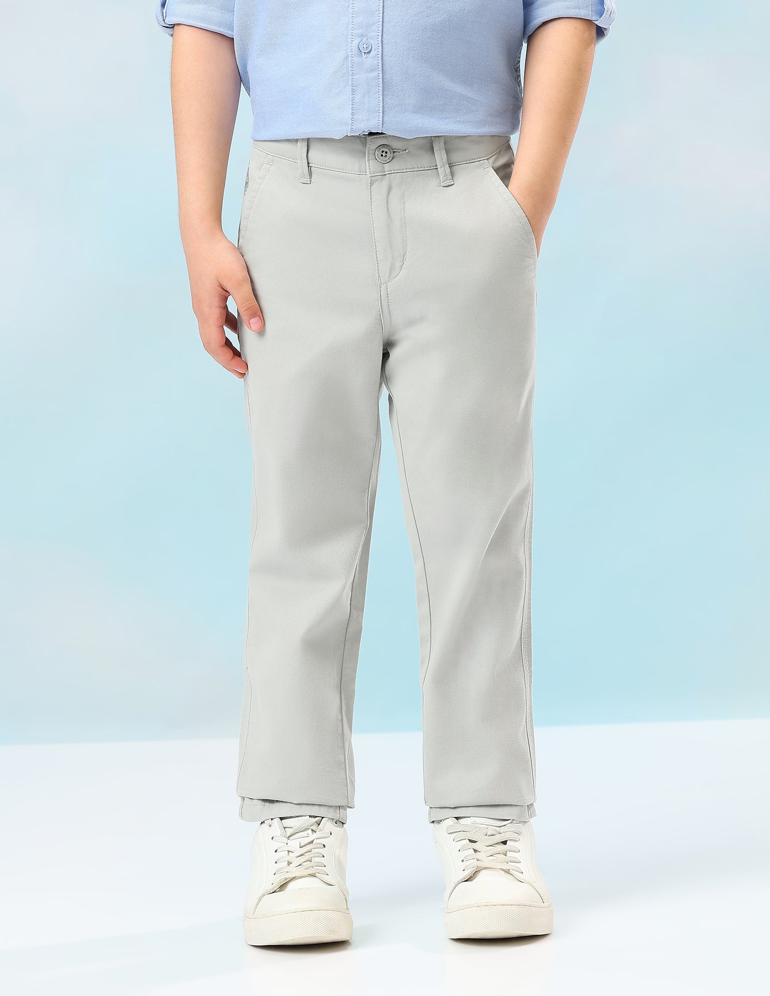 Mid Rise Twill Trousers Light Grey - U.S. Polo Assn. India | Large