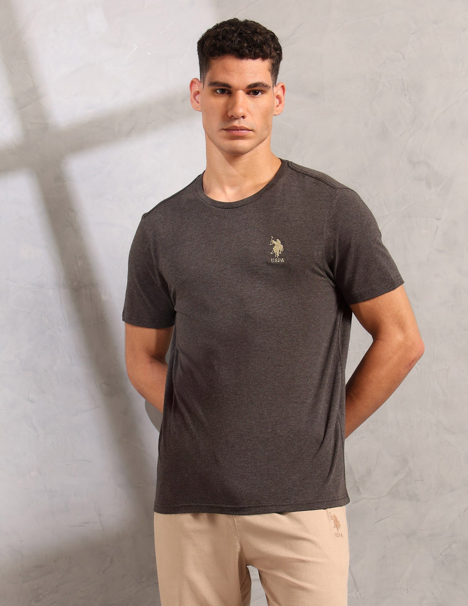 Antibacterial Comfort Fit Pe003 Lounge T-Shirt - Pack Of 1 Dark Brown Melange - U.S. POLO ASSN. | Large